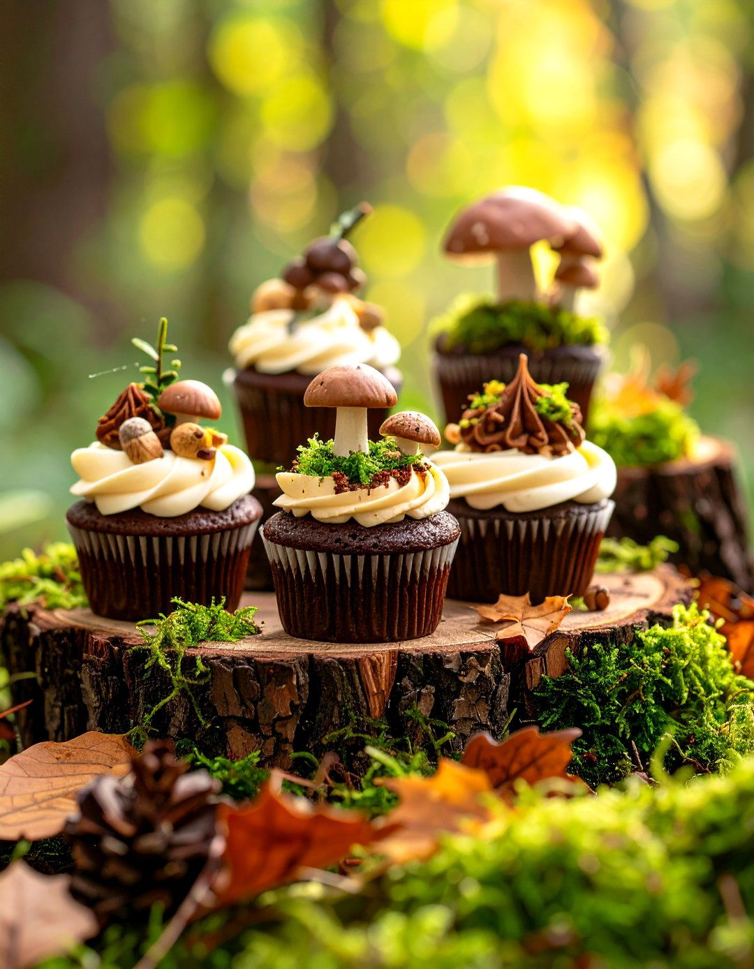 Rustic Woodland Wedding Cupcakes with Forest Elements - 20 Wedding Cupcake Ideas