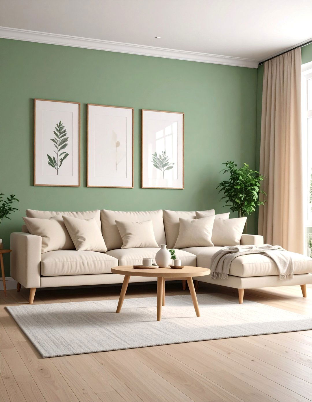 Sage Green Accent Walls - 20 Sage Green Living Room Ideas