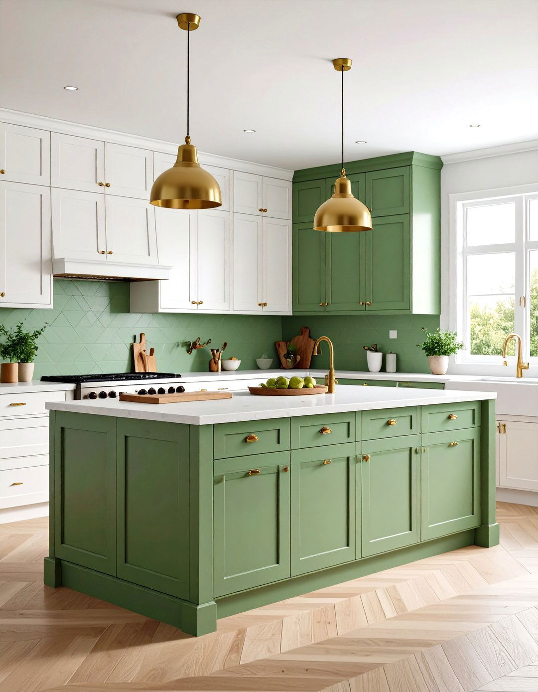 Sage Green Benjamin Moore Thicket Kitchen Island Statement - 20 Sage Green Paint Color Ideas