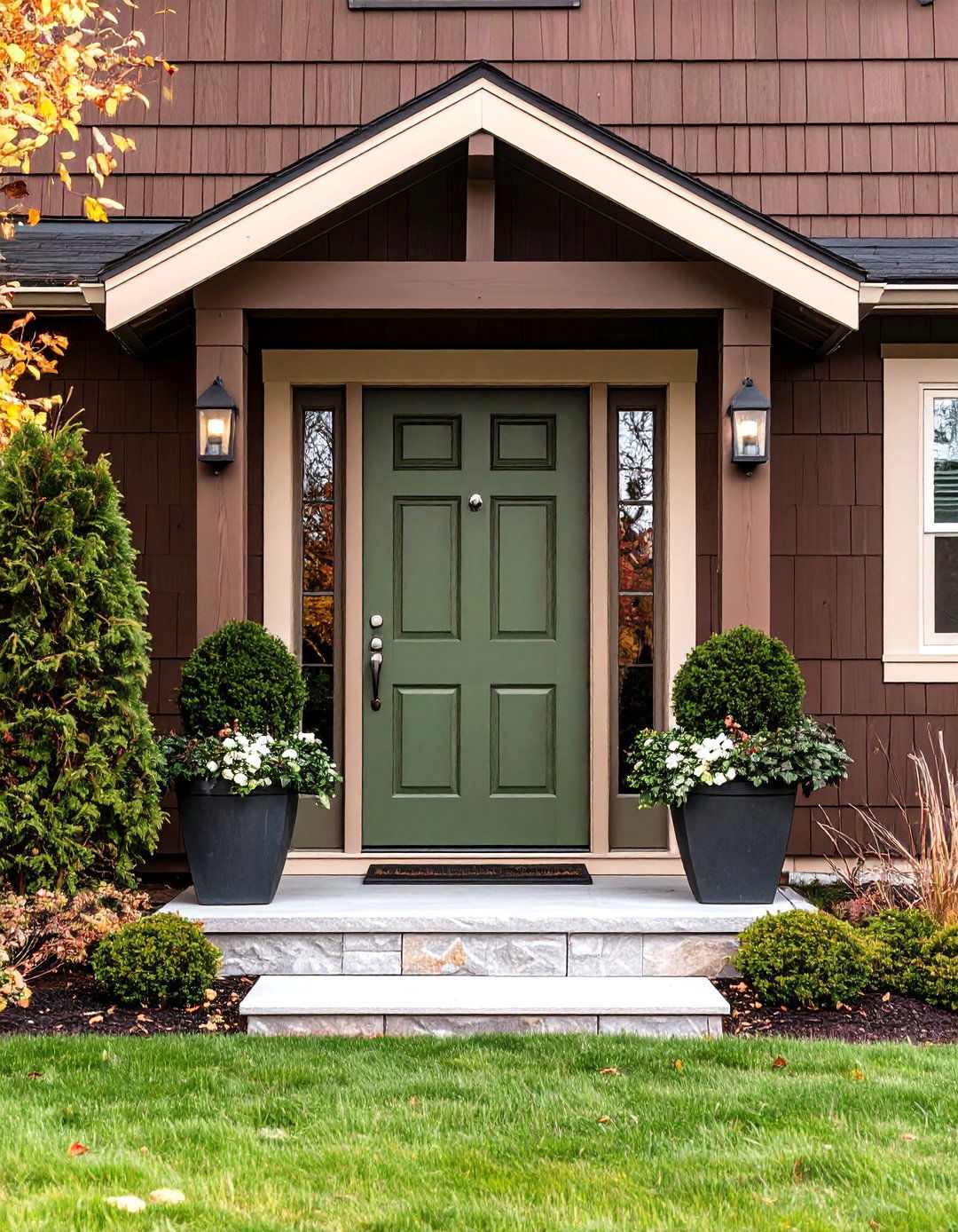 Sage Green Brown House Front Door Color - 20 Brown House Front Door Colors