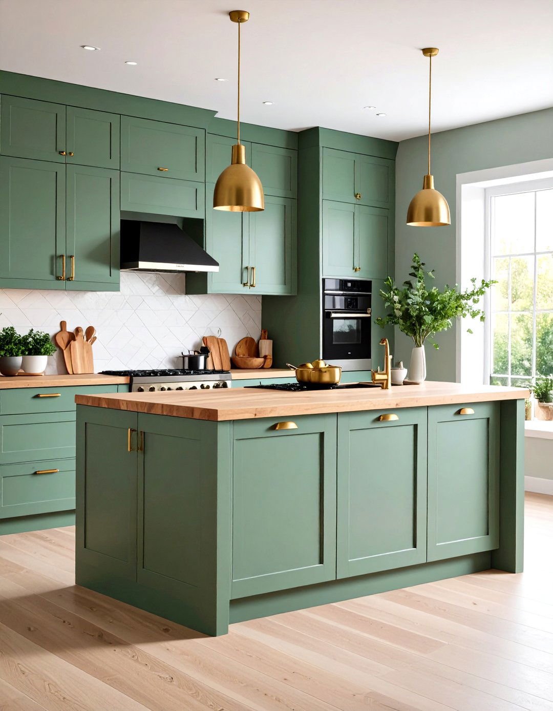 Sage Green Cabinet Harmony for Natural Kitchen Ambiance - 20 What Color Cabinets Go With Black Appliances