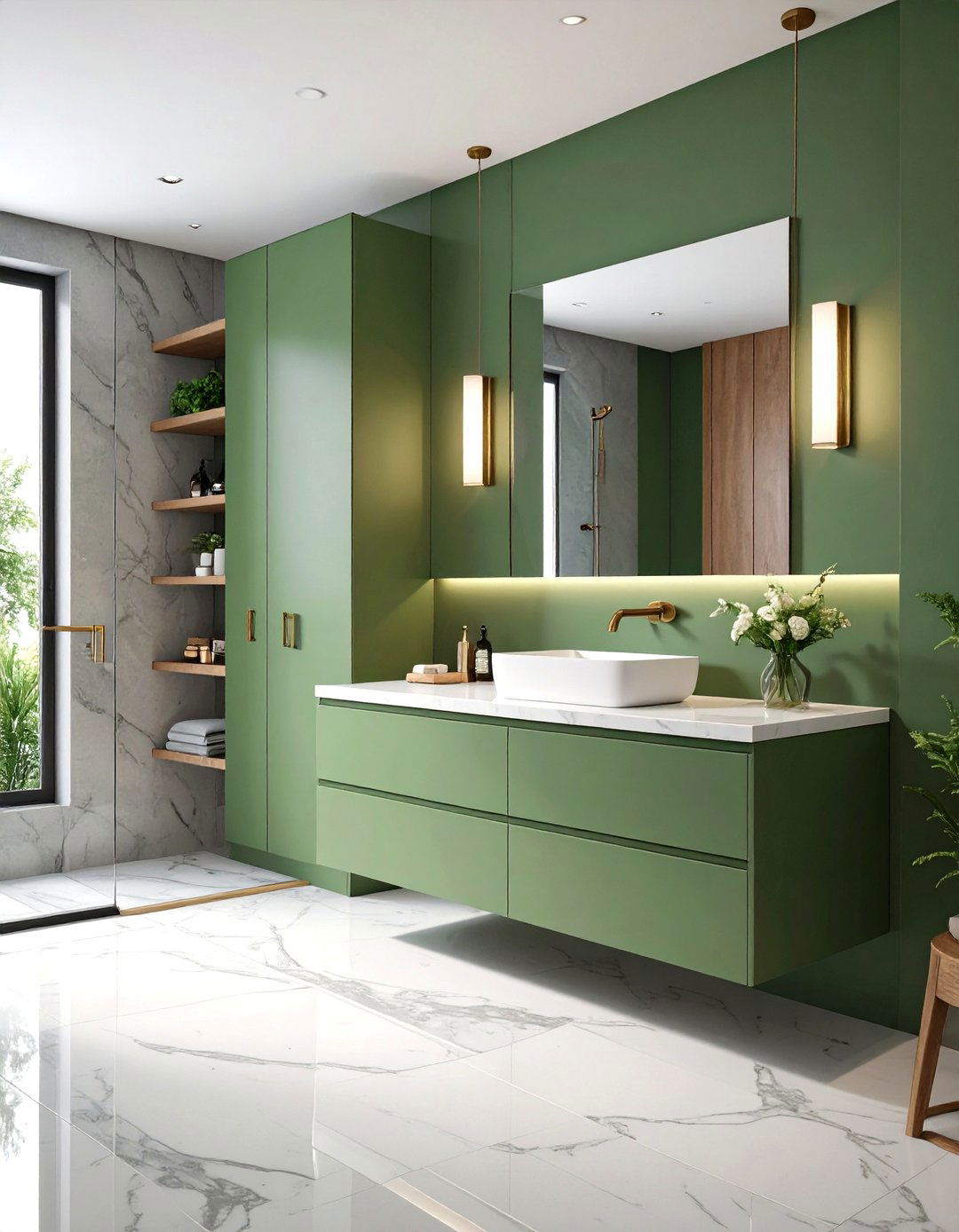 Sage Green Cabinet Vanity - 20 Small Green Bathroom Ideas