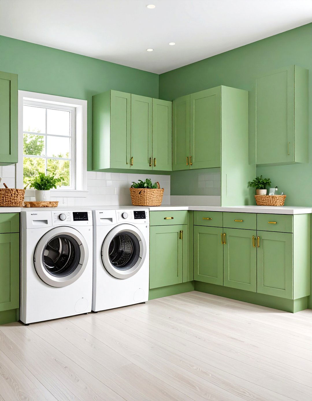 Sage Green Cabinetry Uplifts Any Green Laundry Room - 20 Green Laundry Room Ideas
