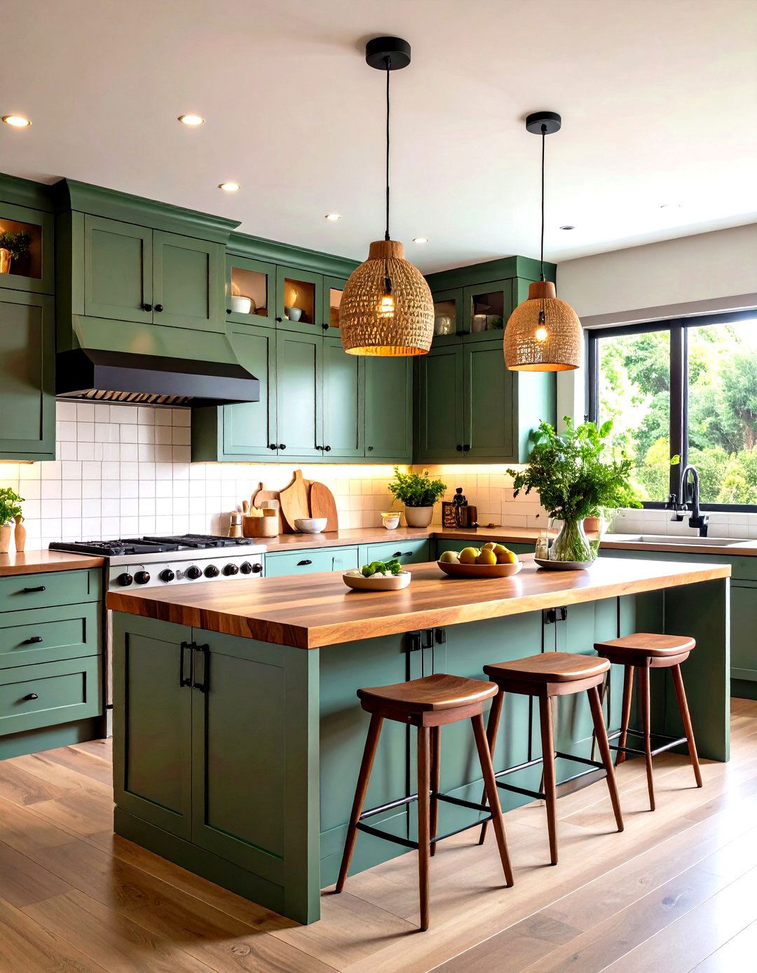 Sage Green Cabinets with Acacia Butcher Block Exotic Modern Kitchen - 20 Sage Green Kitchen Cabinets With Butcher Block Countertops