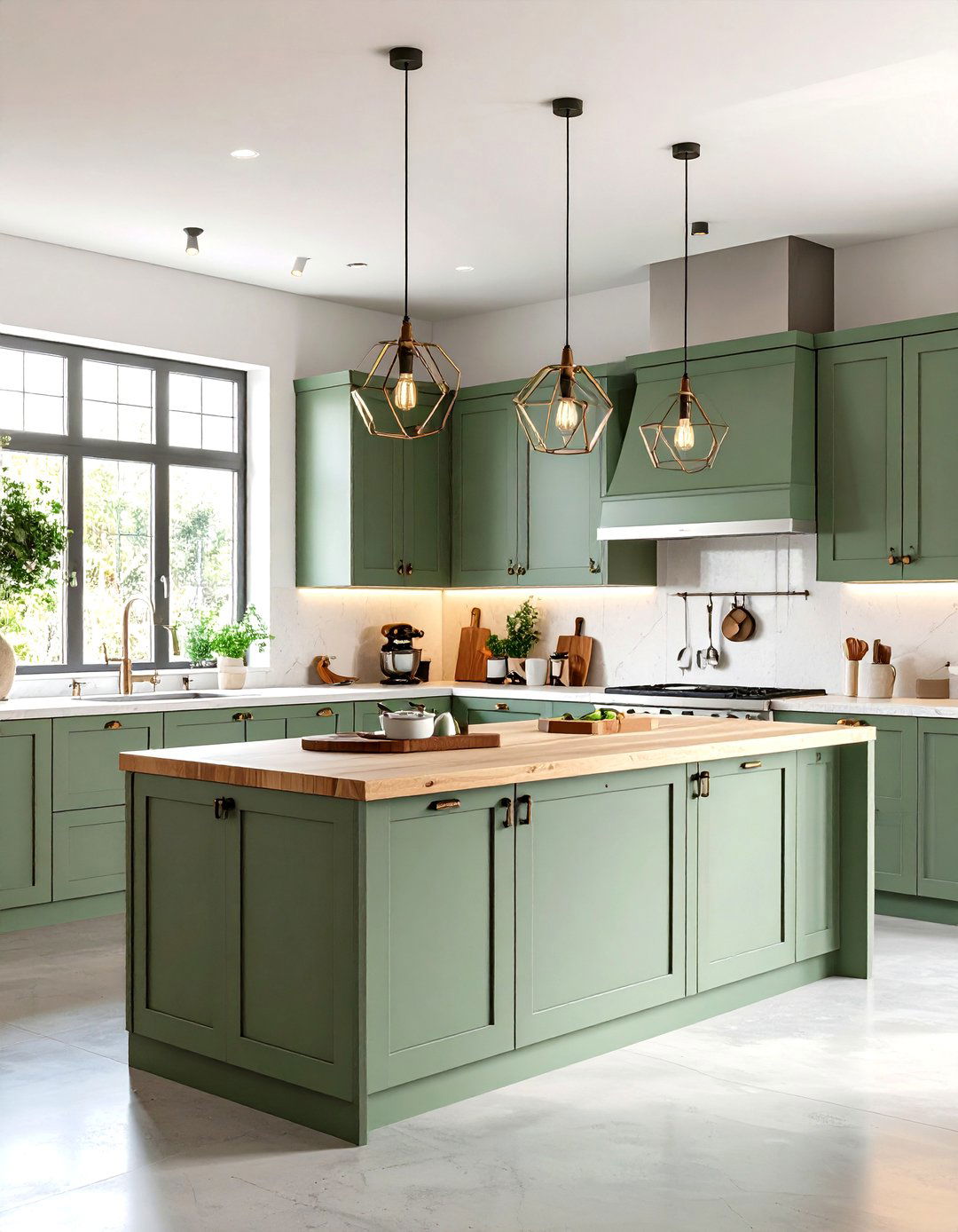 Sage Green Cabinets with Ash Butcher Block Scandinavian Modern Kitchen - 20 Sage Green Kitchen Cabinets With Butcher Block Countertops