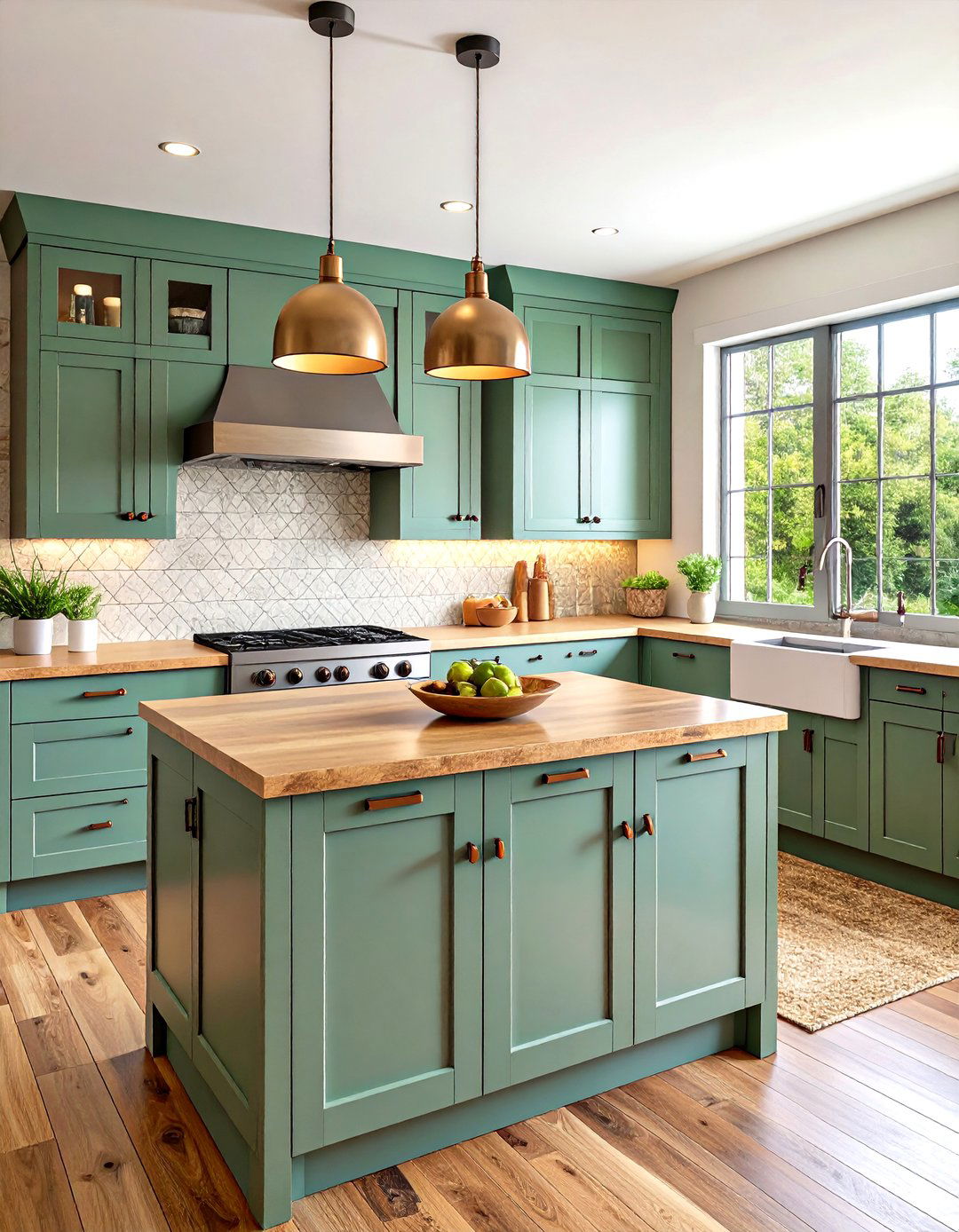 Sage Green Cabinets with Bamboo Butcher Block Sustainable Kitchen - 20 Sage Green Kitchen Cabinets With Butcher Block Countertops