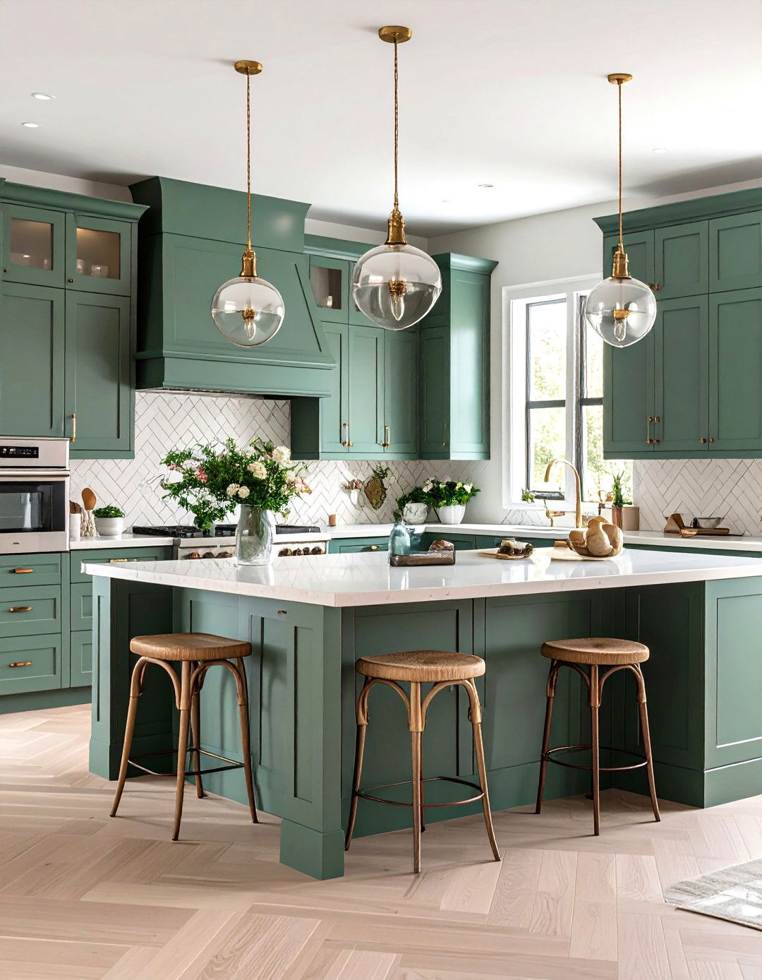 Sage Green Cabinets with Beech Butcher Block European Kitchen Style - 20 Sage Green Kitchen Cabinets With Butcher Block Countertops
