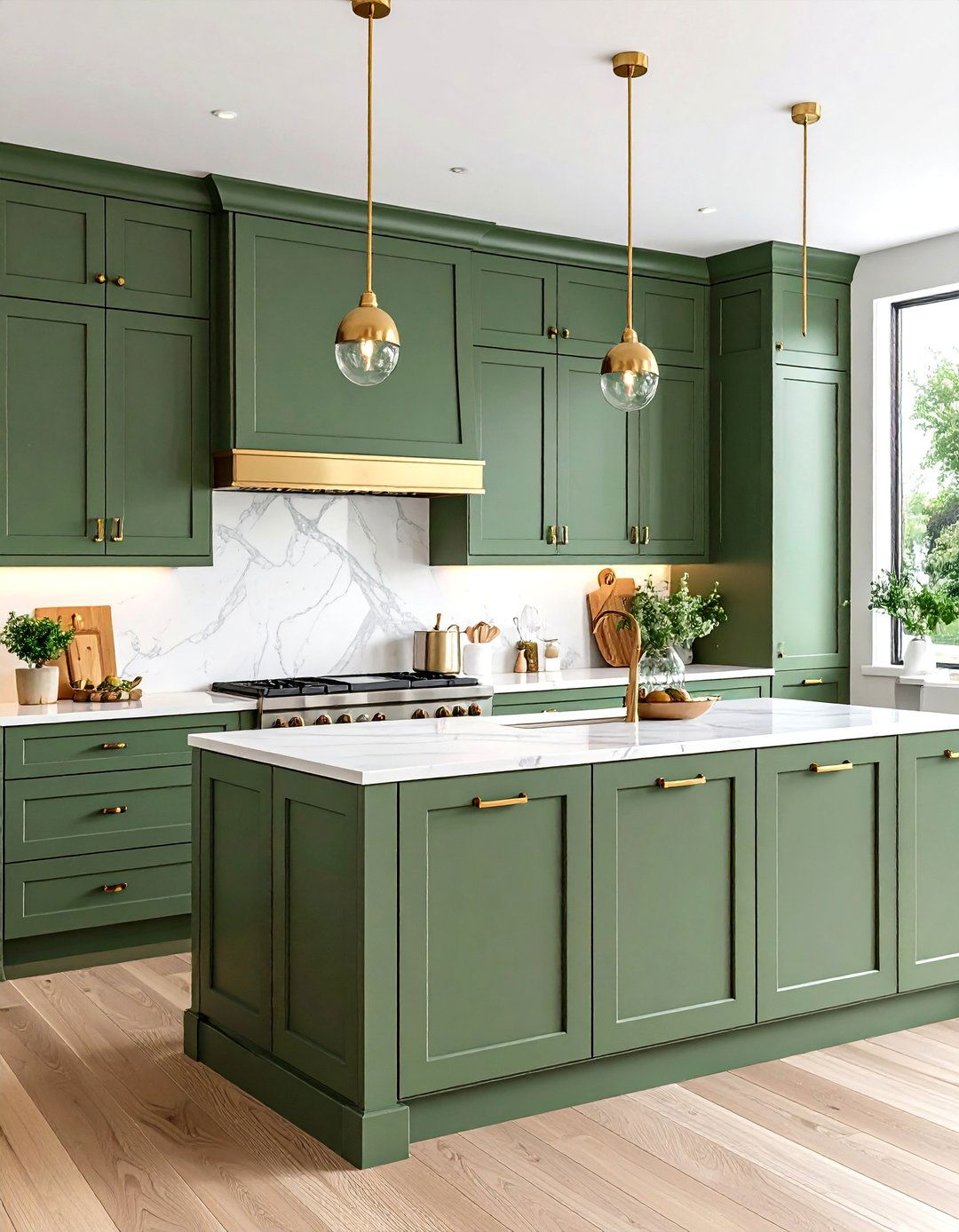 Sage Green Cabinets with Brass Hardware - 20 Rustic Sage Green Kitchen Cabinets