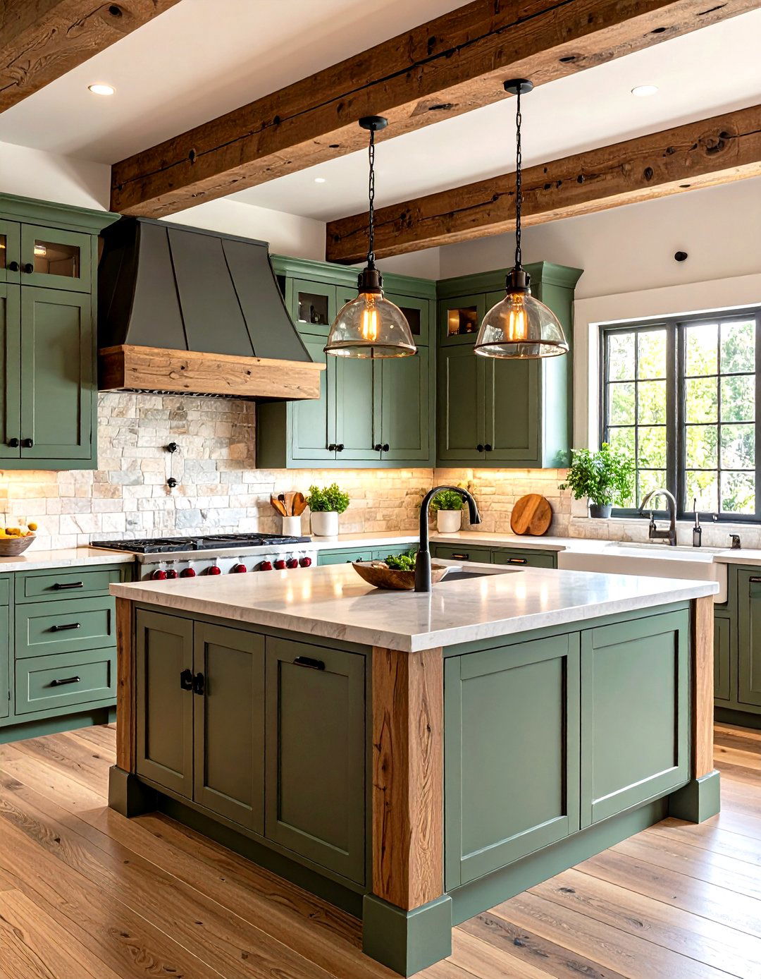 Sage Green Cabinets with Live Edge Walnut Butcher Block Artisan Kitchen - 20 Sage Green Kitchen Cabinets With Butcher Block Countertops