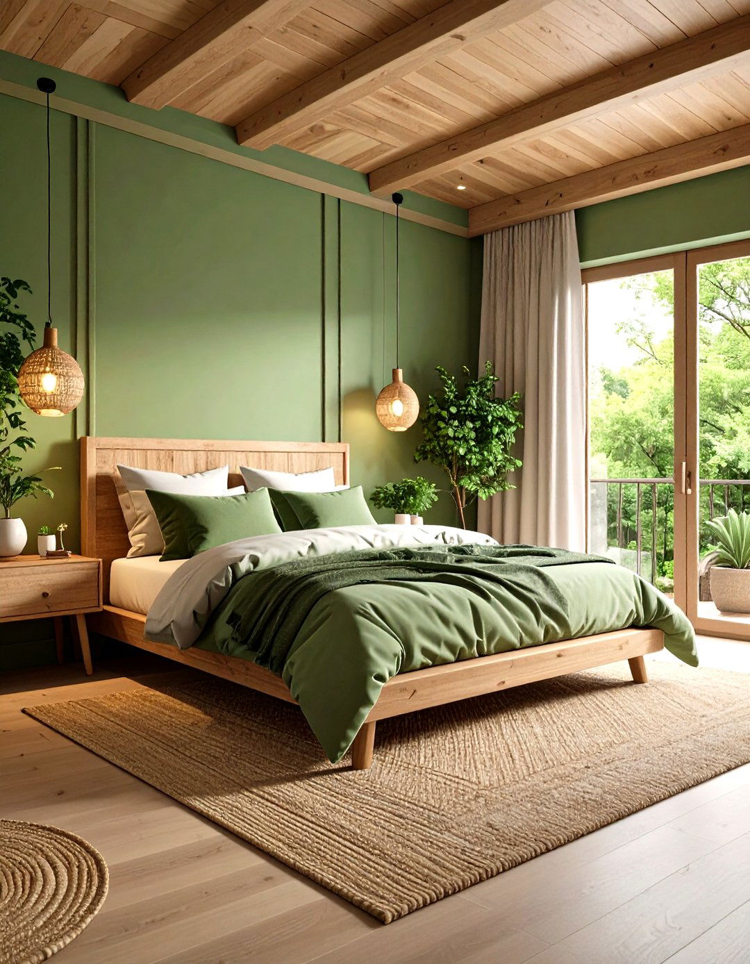 Sage Green Color Drenched Earthy Bedroom Sanctuary - 20 earthy bedroom ideas