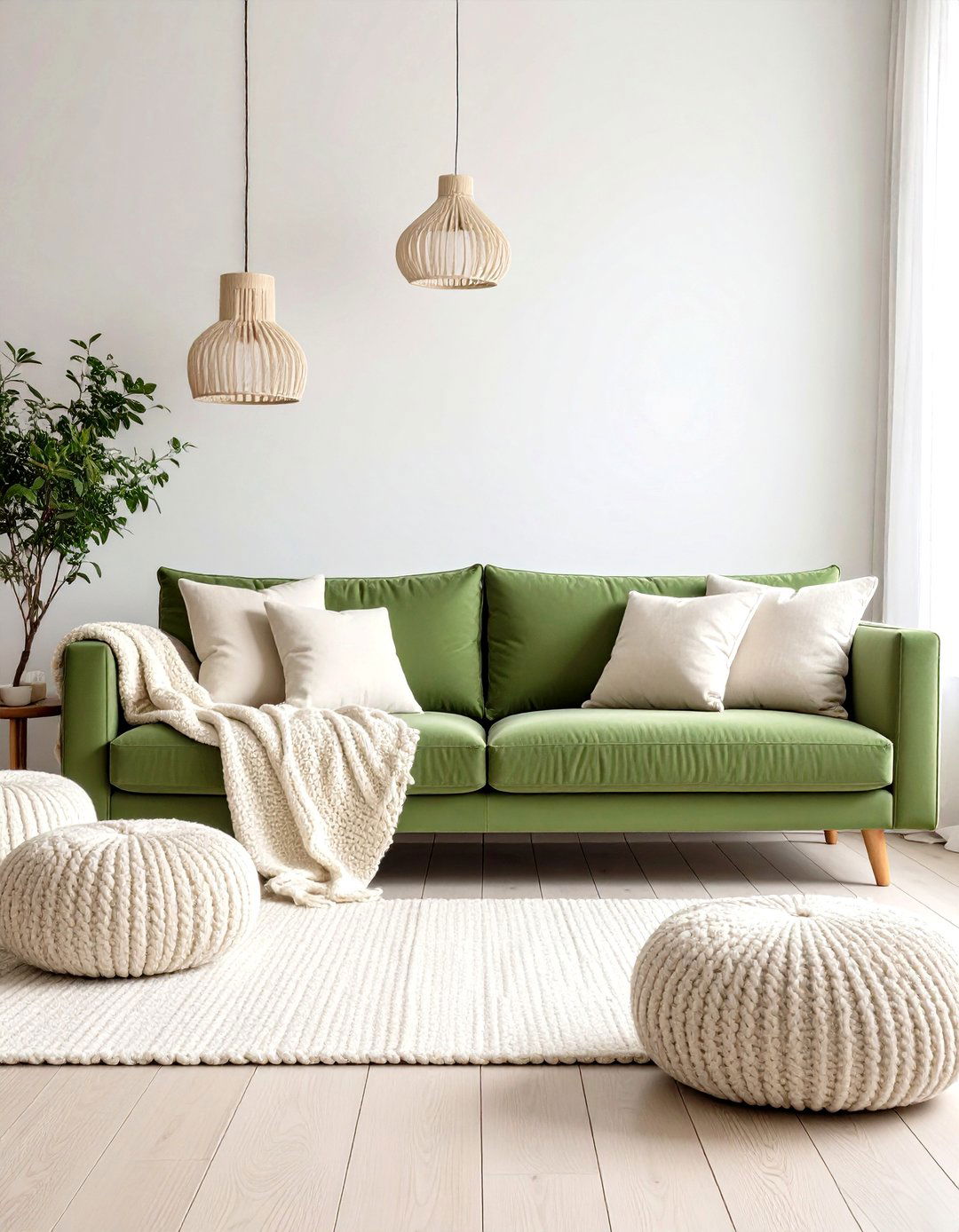 Sage Green Couch amid Creamy Minimalist Scandi - 20 sage green couch living room ideas