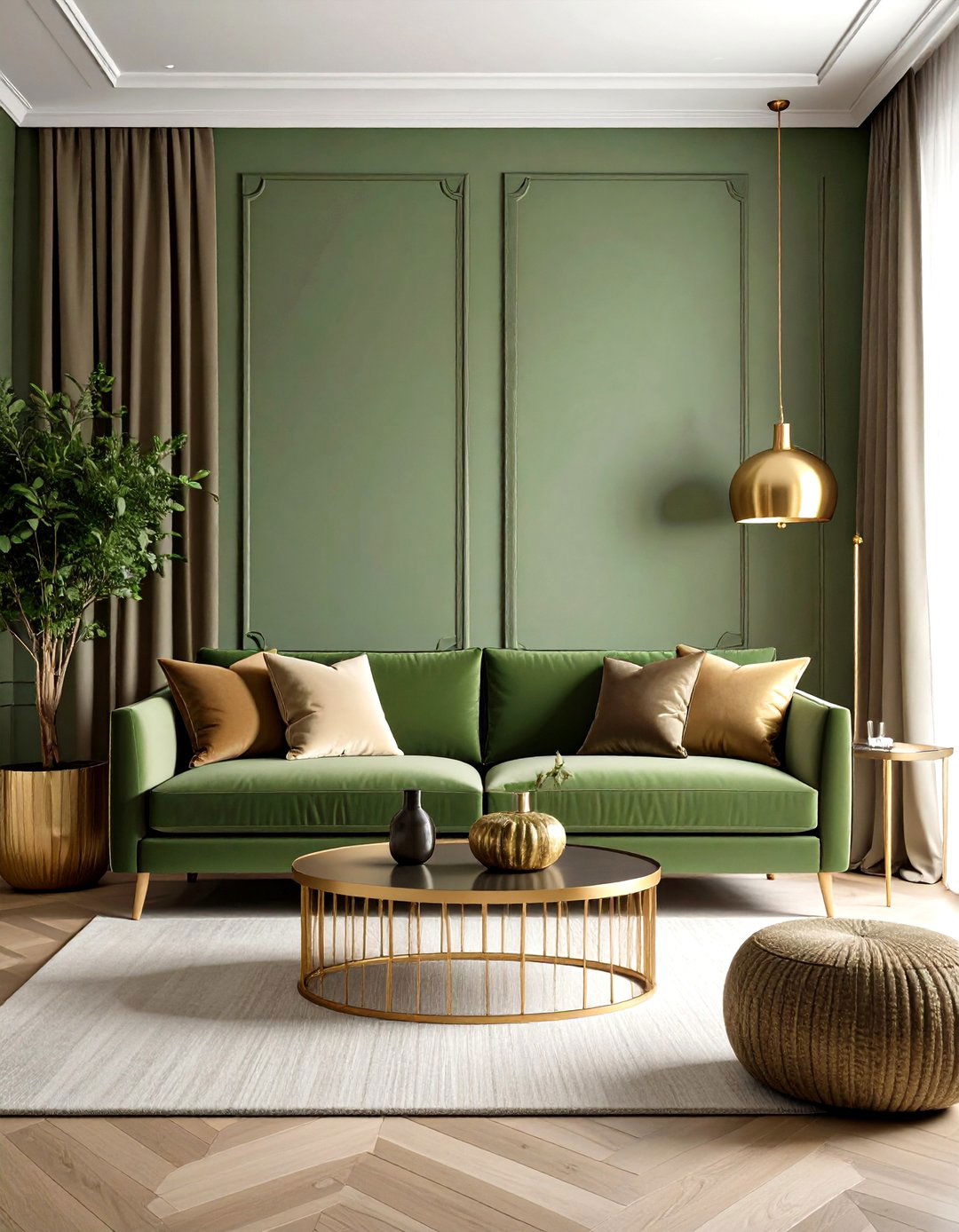 Sage Green Couch in Monochrome Sage Layers - 20 sage green couch living room ideas