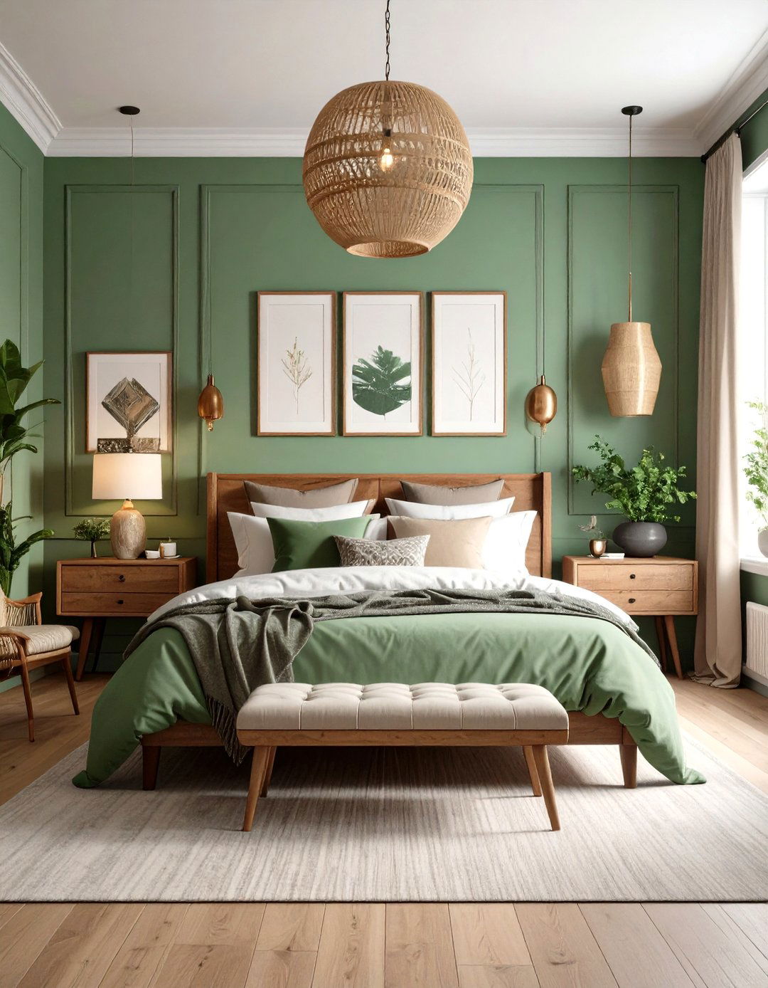 Sage Green Eclectic Gallery Bedroom - 20 Sage Green Bedroom Ideas
