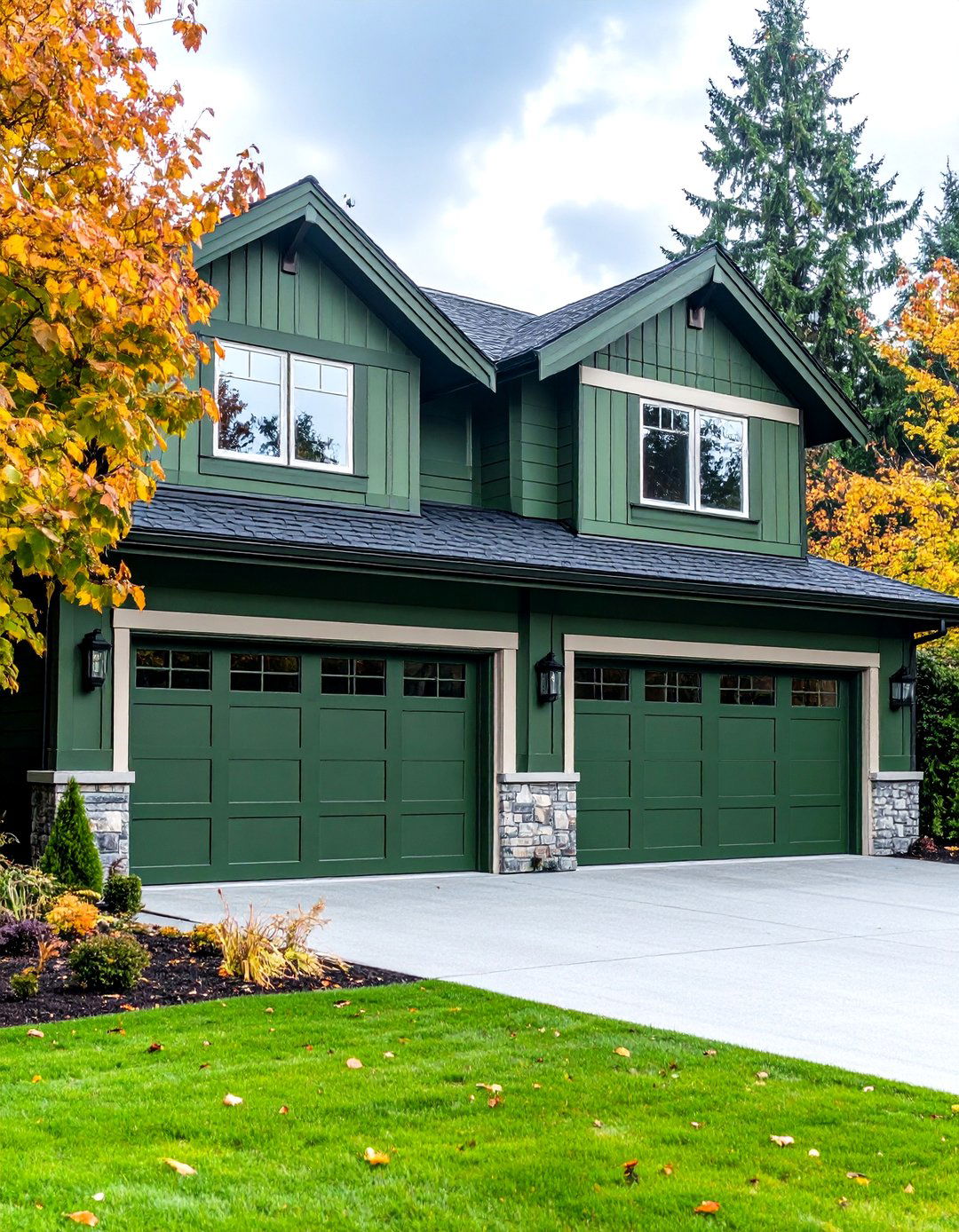 Sage Green Garage Doors and Trim - 20 Sage Green House Exterior Ideas