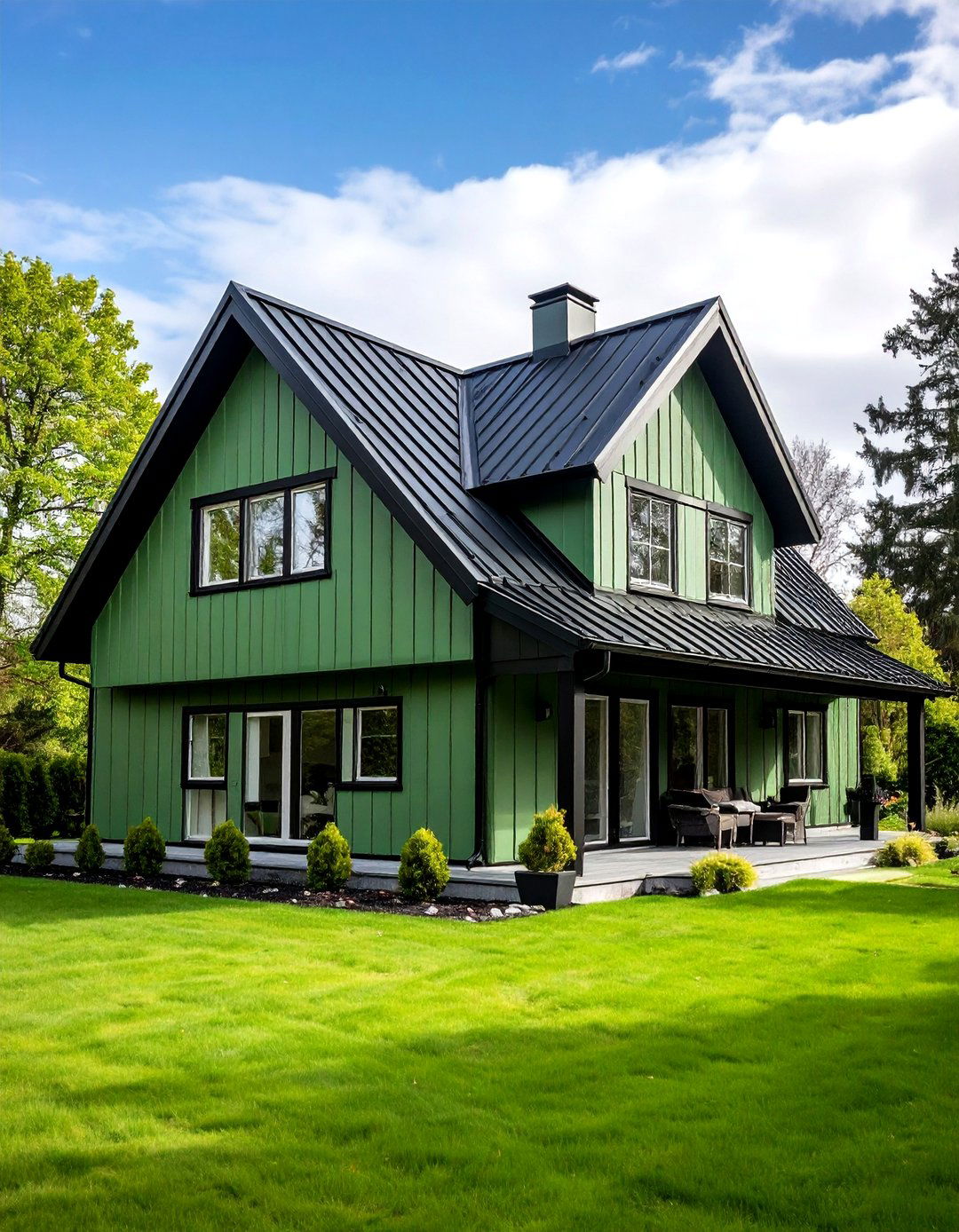 Sage Green House with Black Roof - 20 Sage Green House With Black Trim Ideas