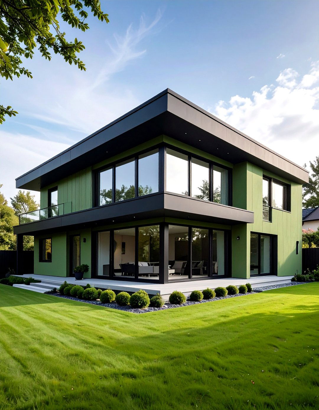 Sage Green House with Black Windows - 20 Sage Green House With Black Trim Ideas