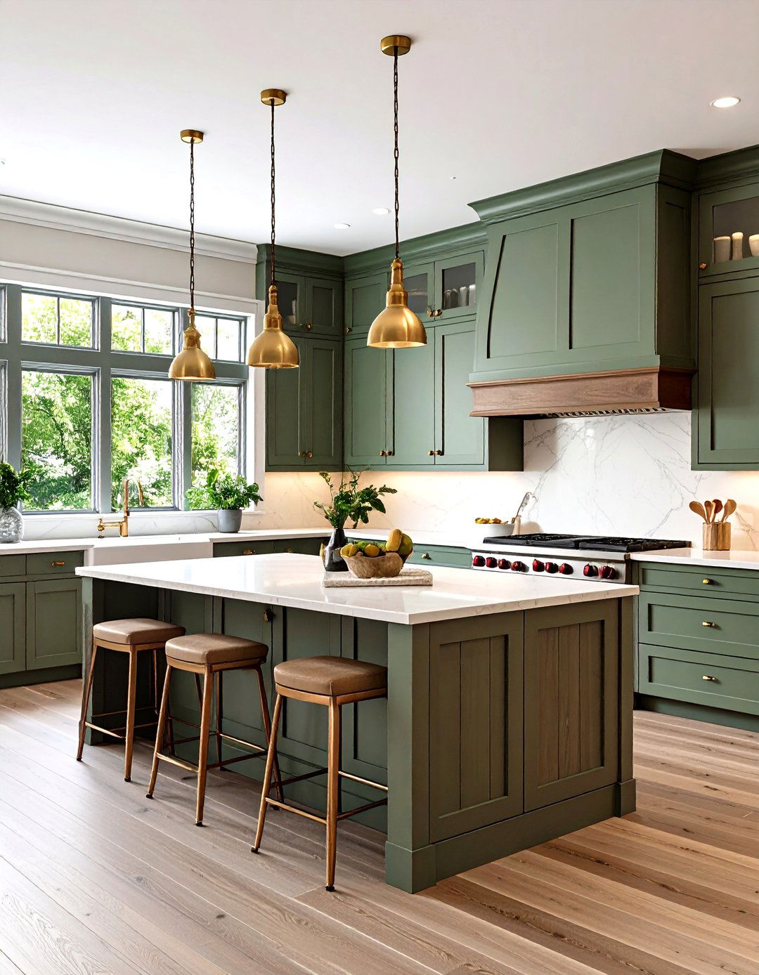 Sage Green Kitchen Wainscoting with Natural Wood Accents - 20 Kitchen Wainscoting Ideas