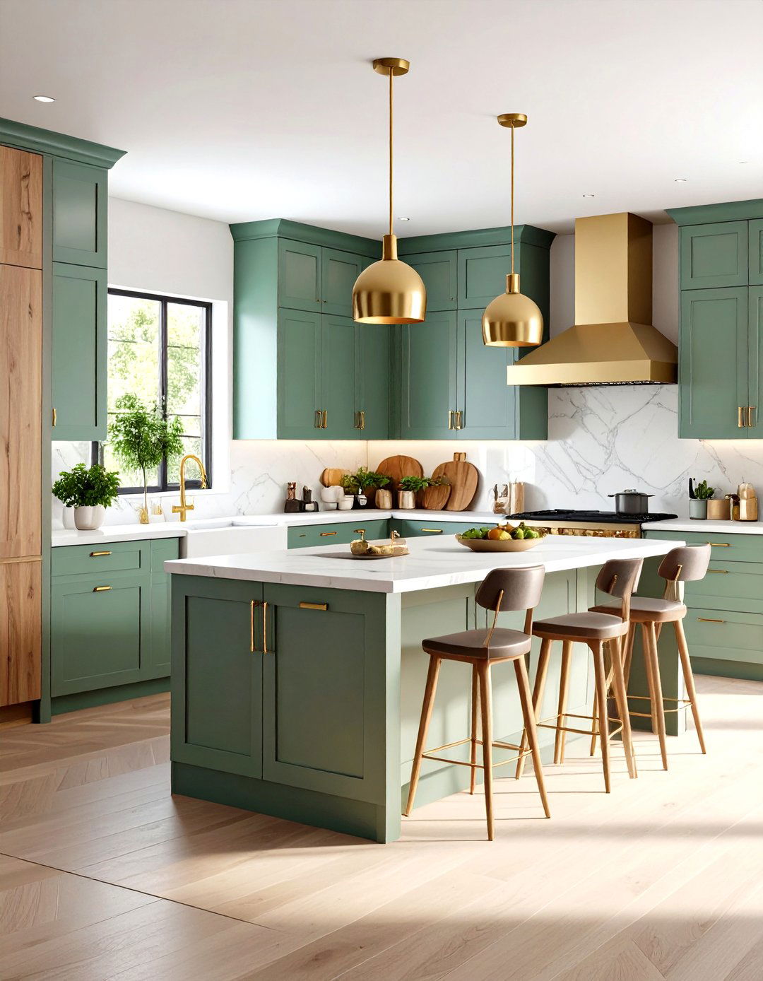 Sage Green Kitchen with Exposed Brick Walls and Urban Loft Styling - 20 Sage Green Kitchen Ideas