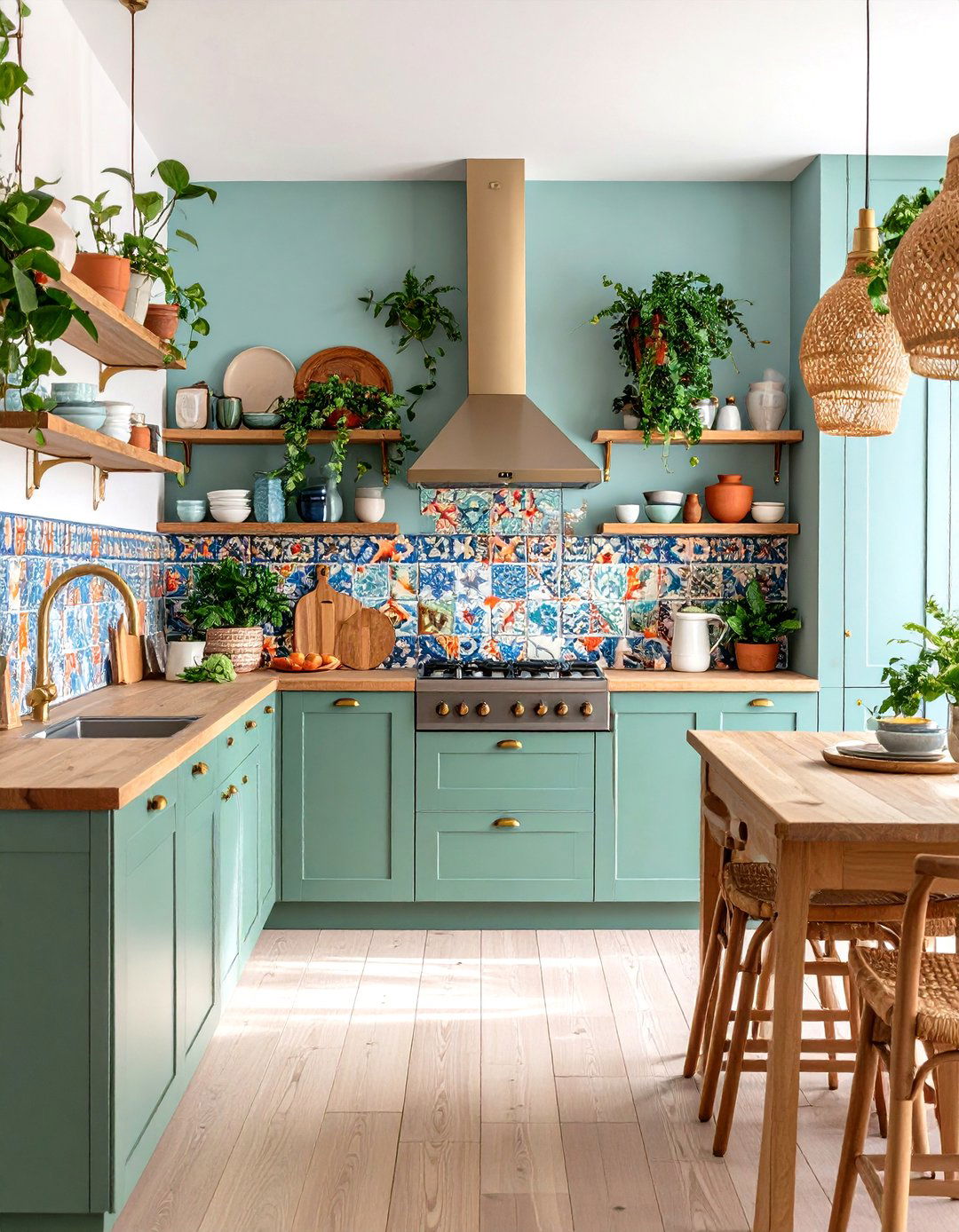 Sage Green Kitchen with Fluted Wood Details and Warm Contemporary Styling - 20 Sage Green Kitchen Ideas