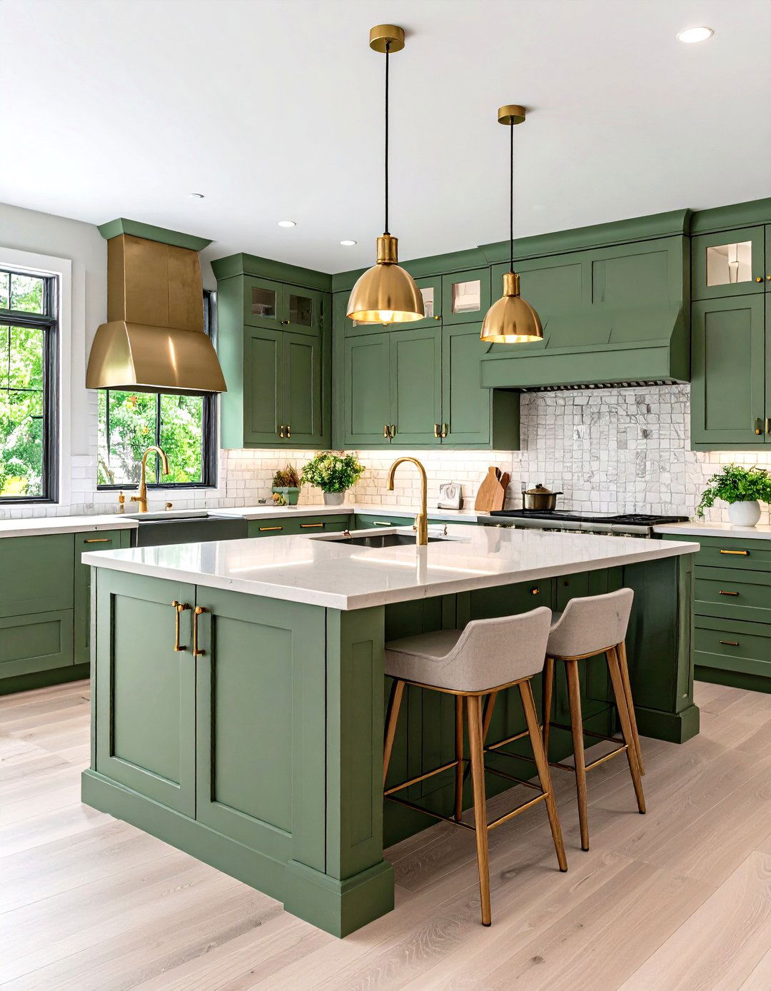 Sage Green Kitchen with Terrazzo Countertops and Colorful Geometric Patterns - 20 Sage Green Kitchen Ideas