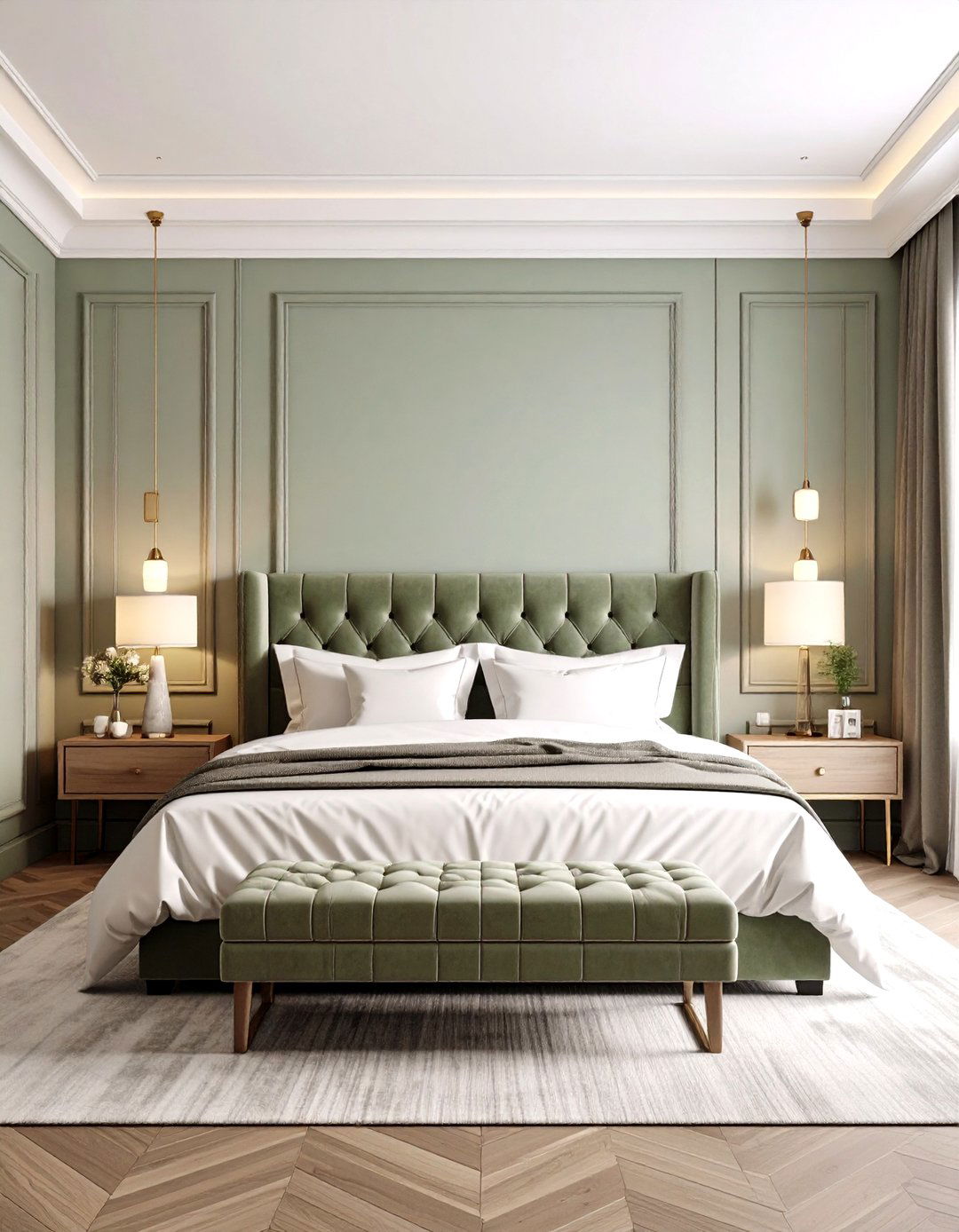Sage Green Luxury Hotel Bedroom - 20 Sage Green Bedroom Ideas