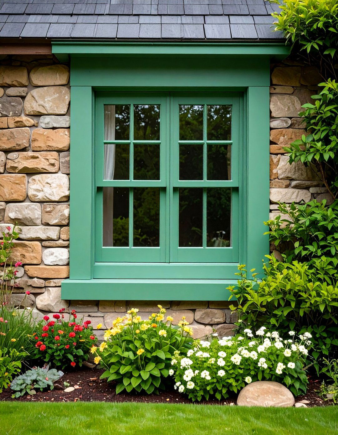 Sage Green Natural Window Trim - 20 Exterior Window Trim Ideas