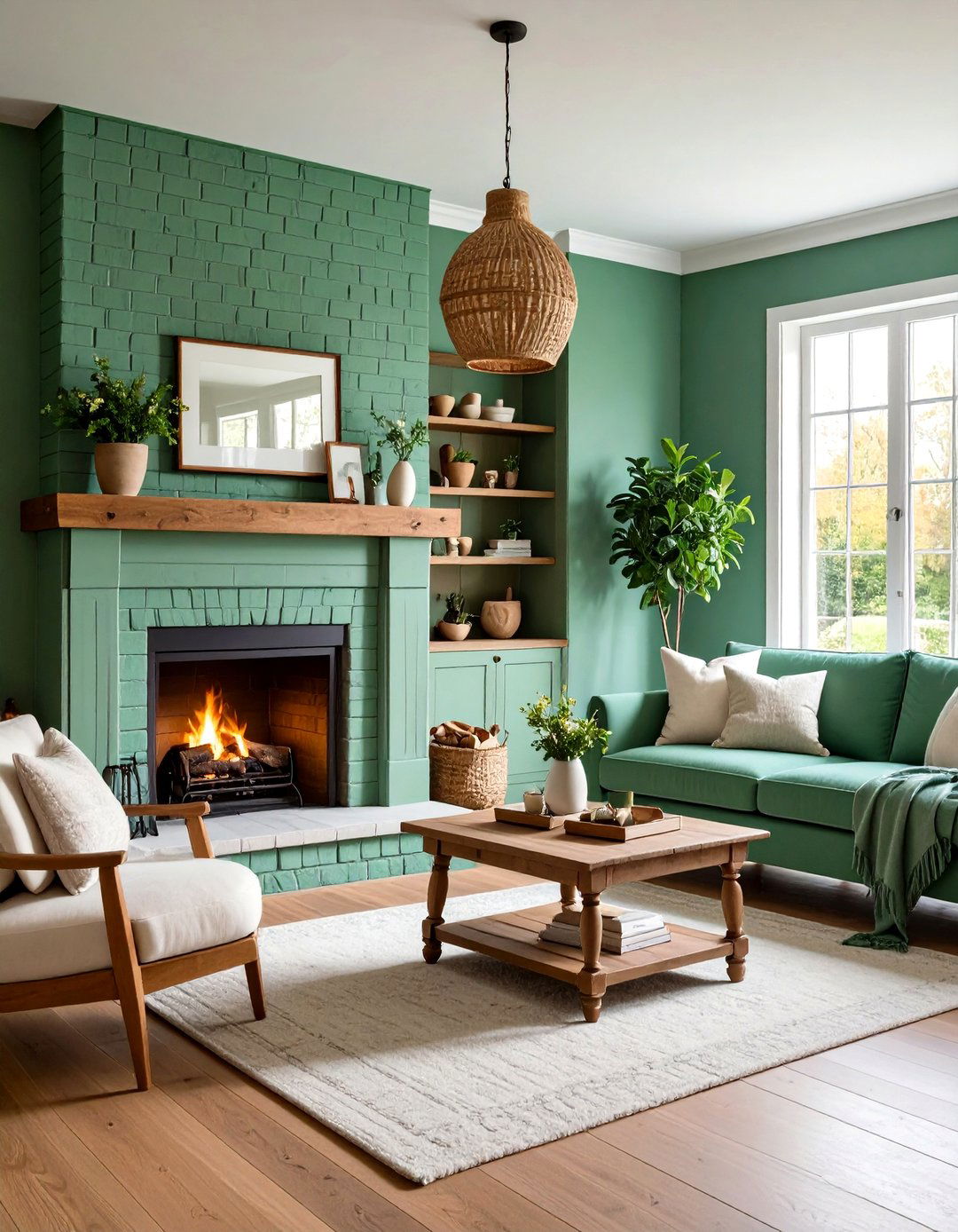 Sage Green Painted Brick Fireplace - 20 Painted Brick Fireplace Ideas