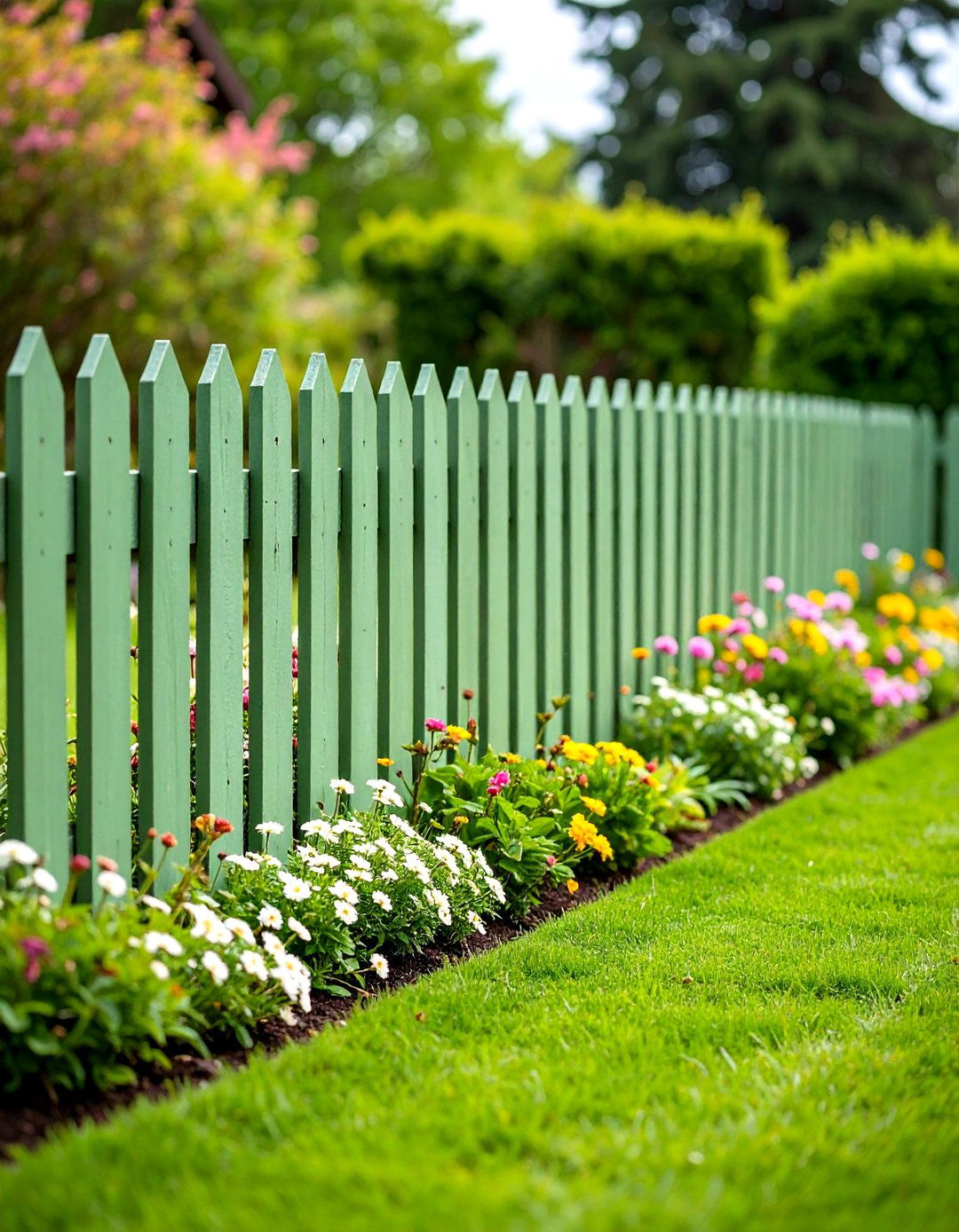 Sage Green Picket Fence - 20 Sage Green Garden Fence Ideas