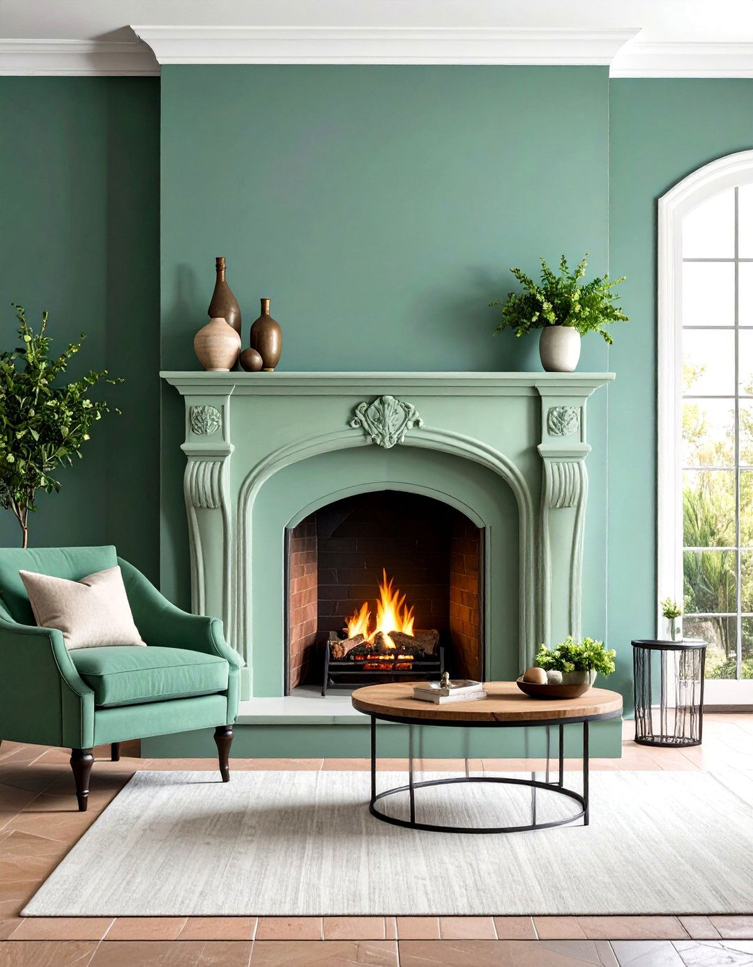 Sage Green Plaster Mediterranean Fireplace - 20 Sage Green Fireplace Ideas