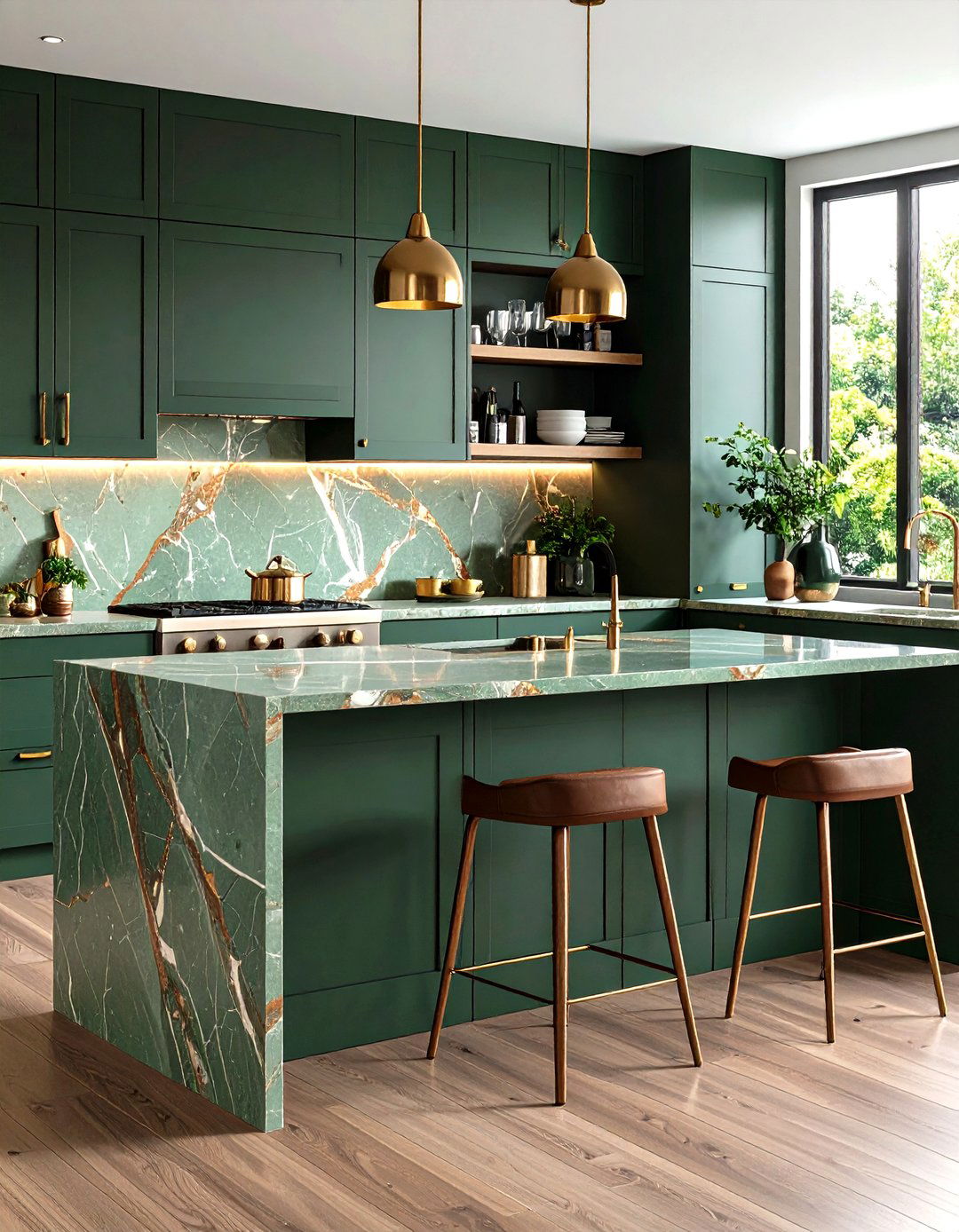 Sage Green Quartz for a Modern Neutral Balance - 20 Kitchen With Green Countertops Ideas