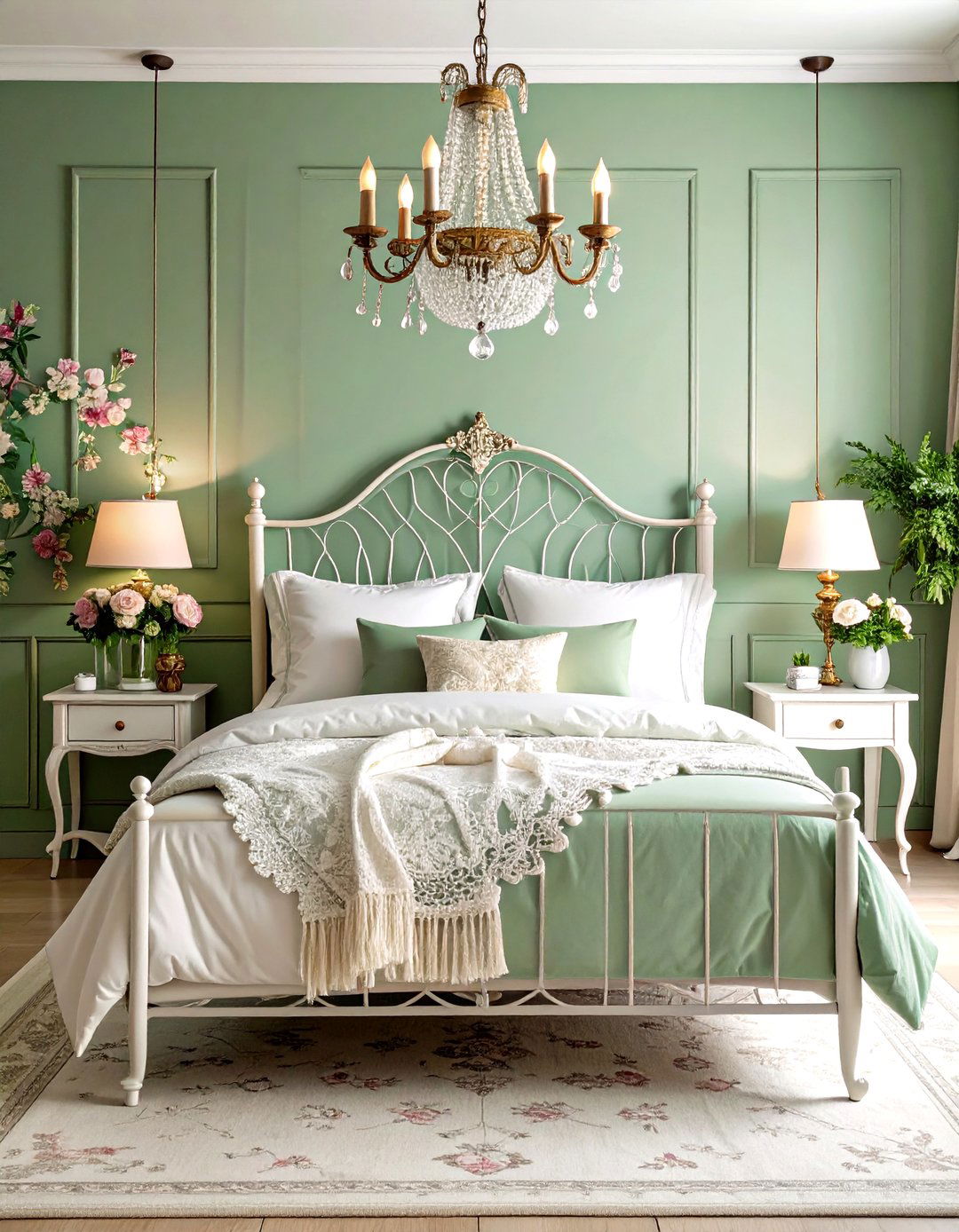Sage Green Romantic Vintage Bedroom - 20 Sage Green Bedroom Ideas