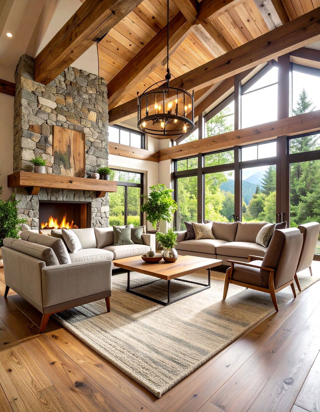 Sage Green Rustic Stone and Wood Fireplace - 20 Sage Green Fireplace Ideas