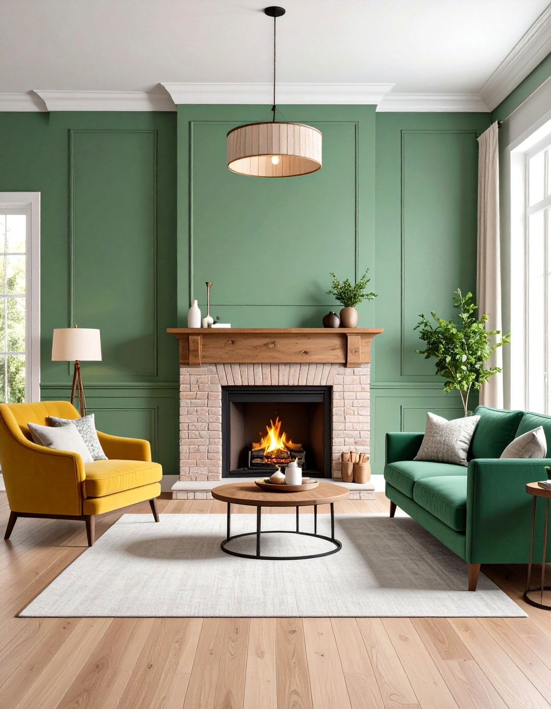 Sage Green Shiplap Accent Wall Fireplace - 20 Sage Green Fireplace Ideas