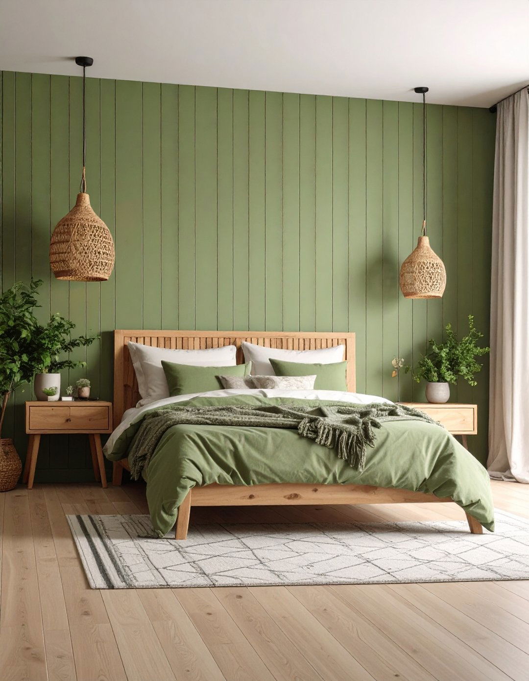 Sage Green Shiplap Accent Wall - 20 Shiplap Bedroom Ideas
