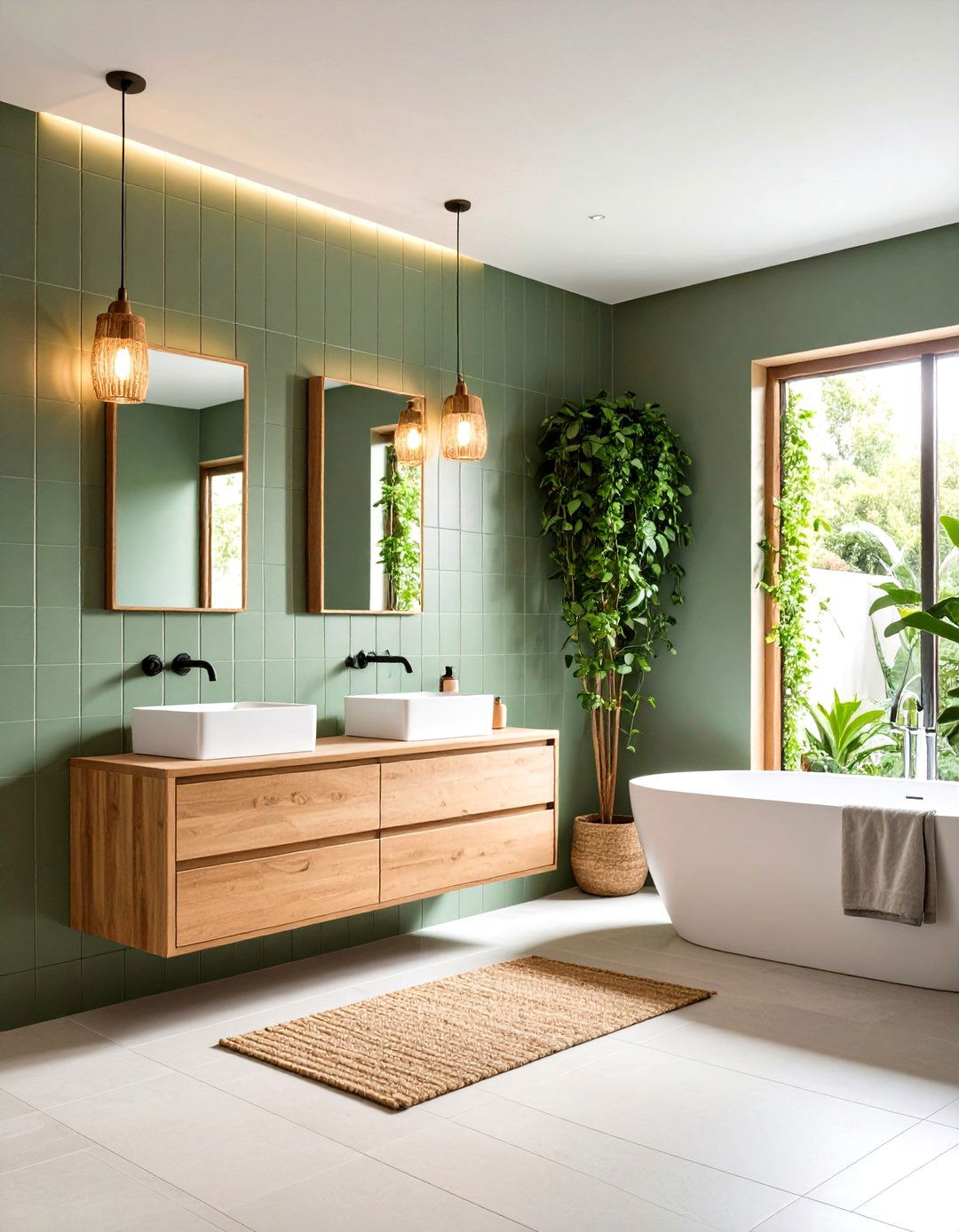 Sage Green Subway Tile Serenity - 20 Green Bathroom Tile Ideas