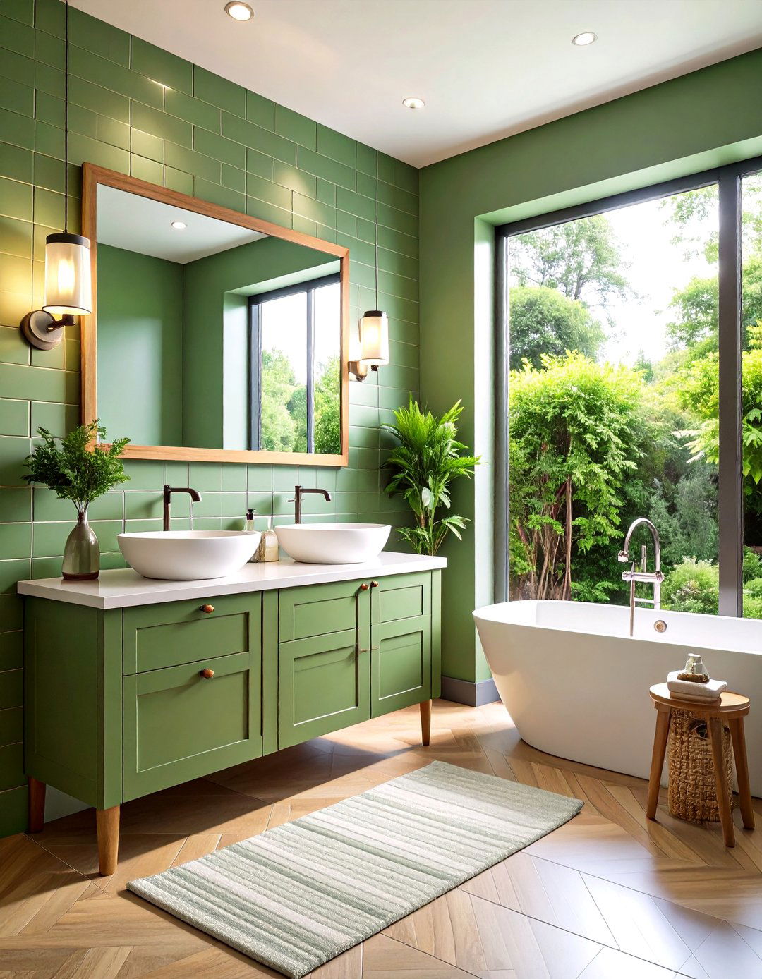 Sage Green Subway Tiles for Timeless Bathroom Character - 20 Green Bathroom Ideas