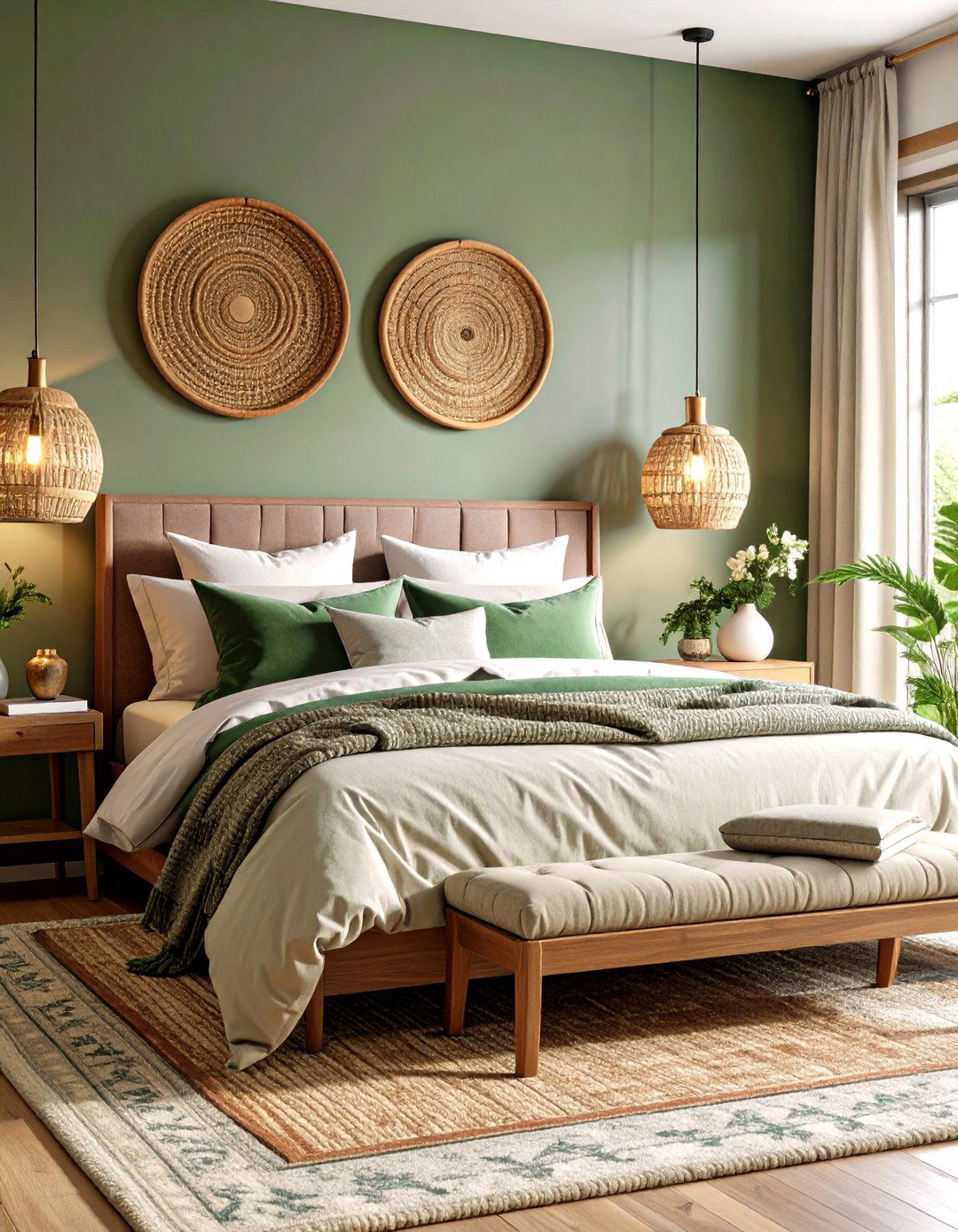 Sage Green Textural Layered Bedroom - 20 Sage Green Bedroom Ideas