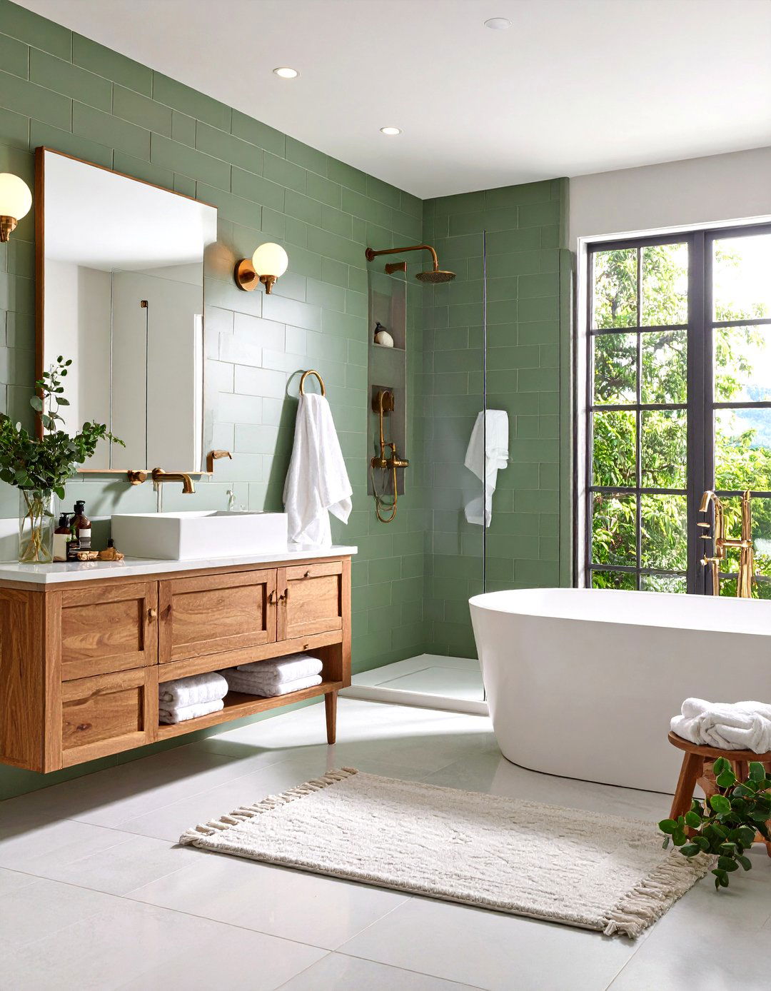 Sage Green Tile Bathroom Spa Serenity - 20 Green Tile Bathroom Ideas