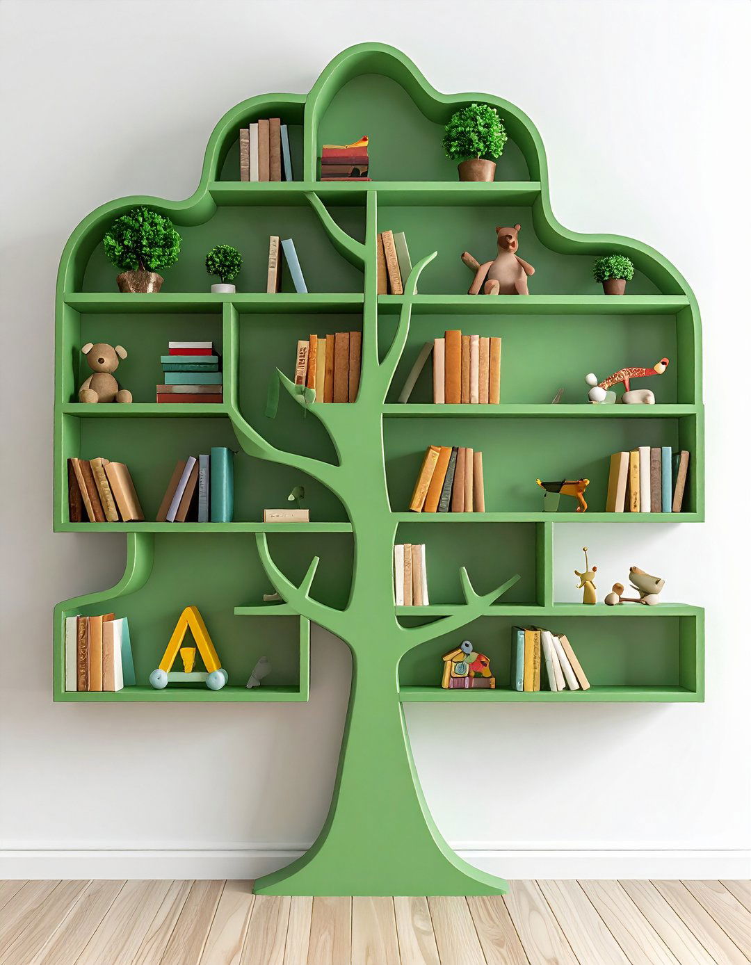 Sage Green Tree Shaped Shelving - 20 Sage Green Nursery Ideas