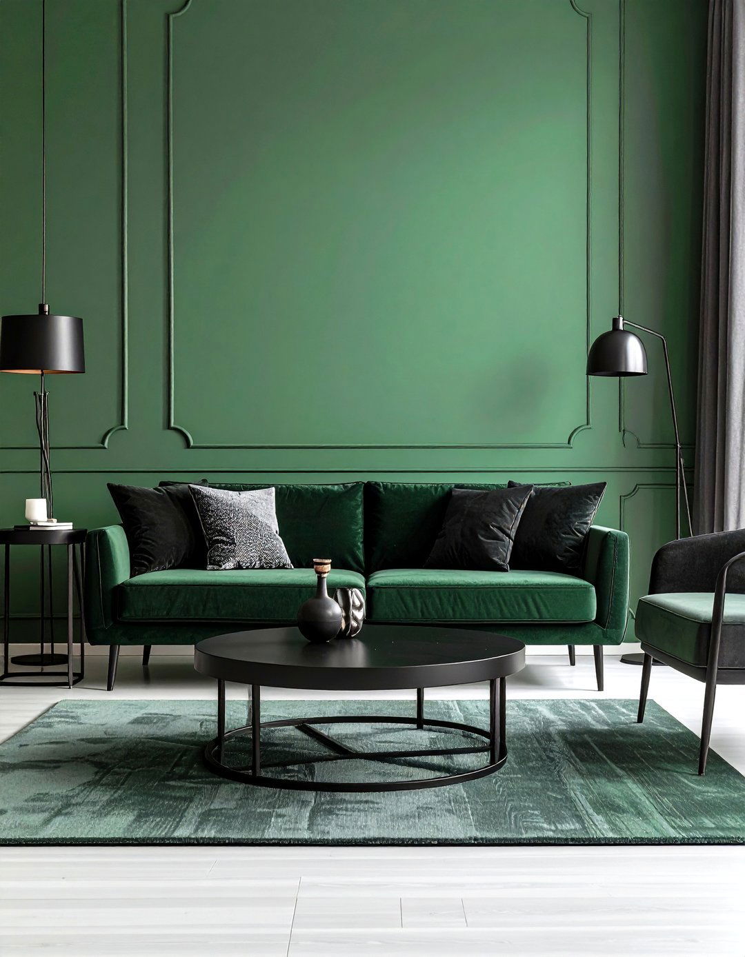 Sage Green and Black Modern Touches - 20 Sage Green Living Room Ideas
