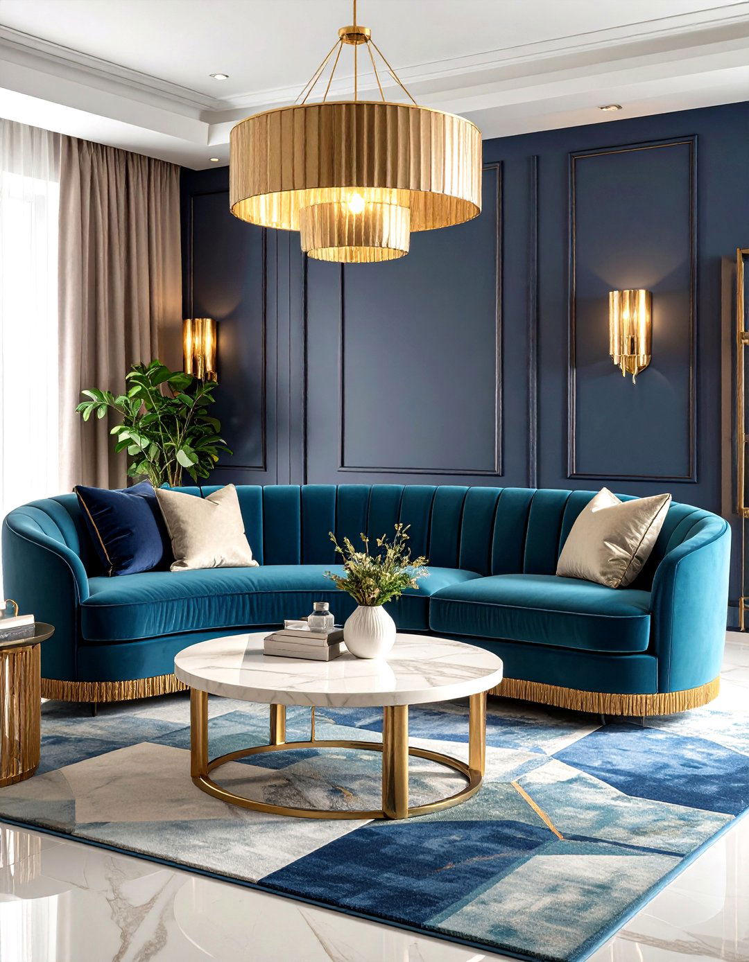 Sage Green and Cream Art Deco Glam - 20 sage green and cream living room ideas