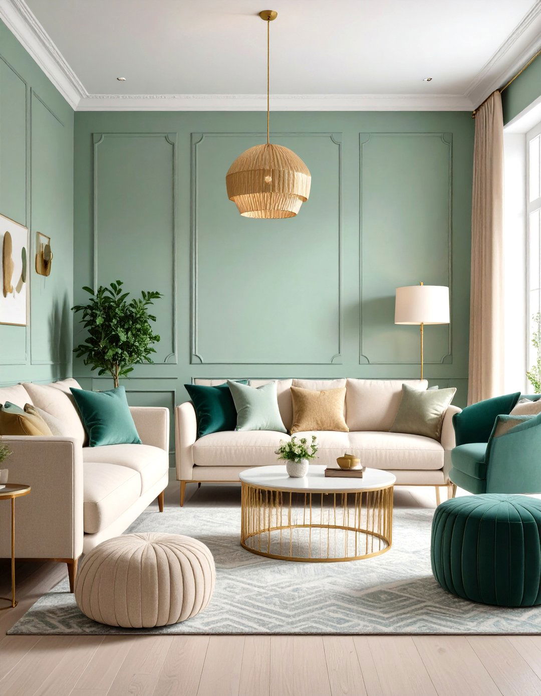 Sage Green and Cream Color Drenched Cocoon - 20 sage green and cream living room ideas