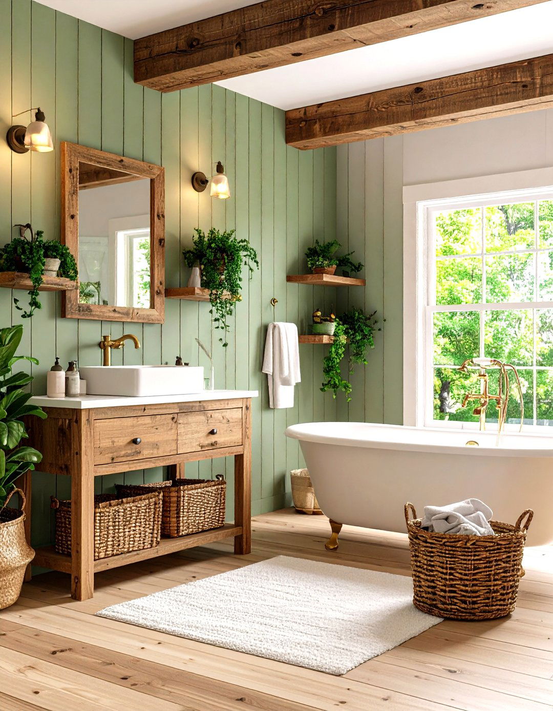 Sage Green and Cream Farmhouse Bathroom - 20 Sage Green and Cream Bathroom Ideas