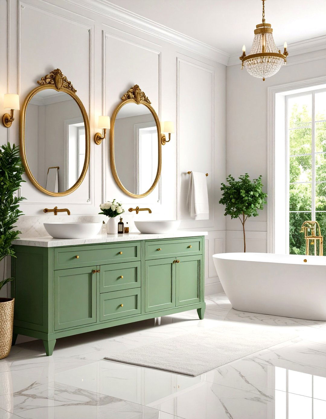 Sage Green and Cream French Country Bathroom - 20 Sage Green and Cream Bathroom Ideas