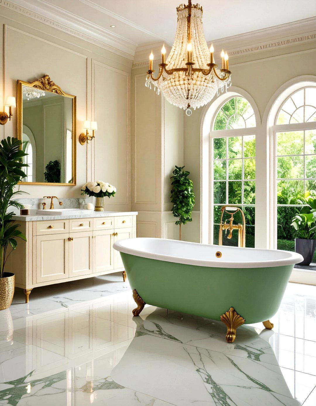 Sage Green and Cream Luxury Traditional Bathroom - 20 Sage Green and Cream Bathroom Ideas