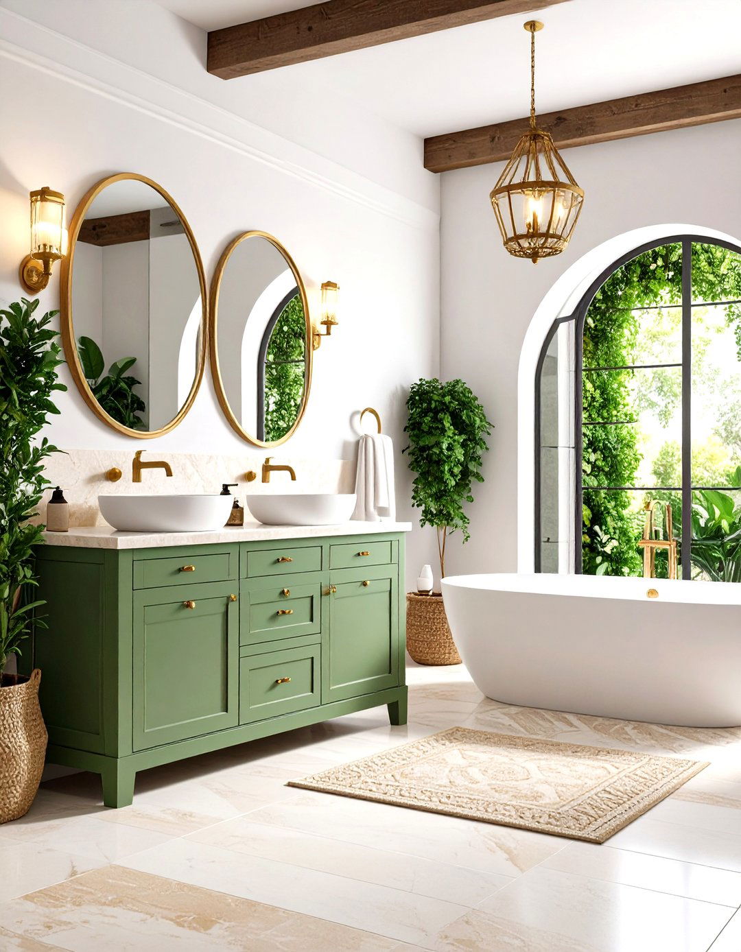 Sage Green and Cream Mediterranean Bathroom - 20 Sage Green and Cream Bathroom Ideas