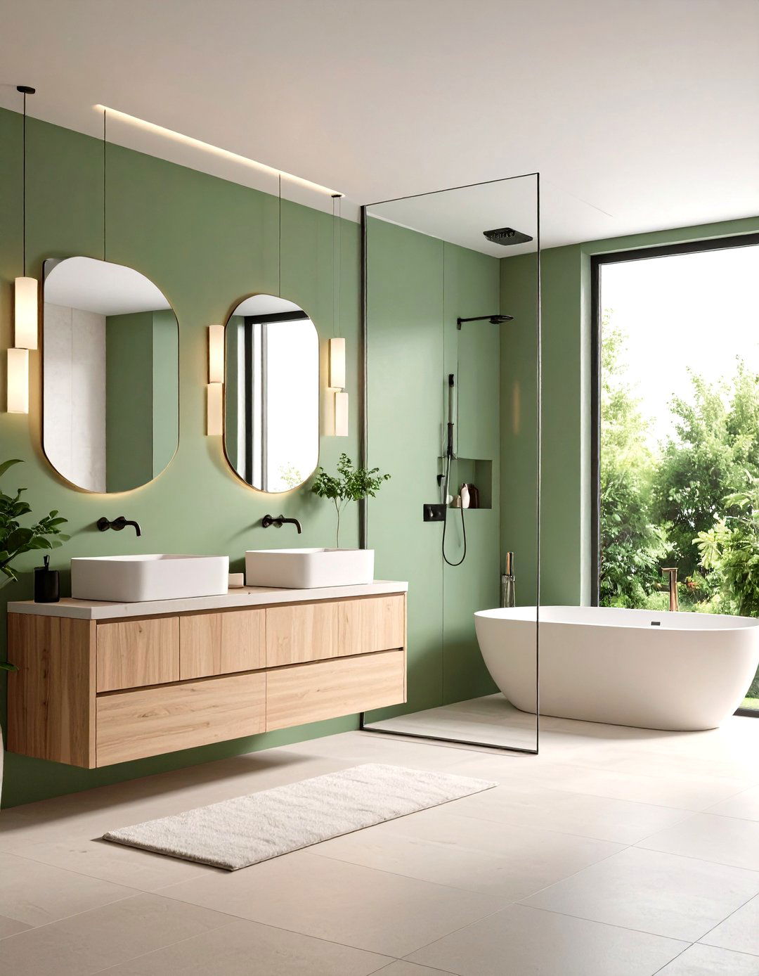 Sage Green and Cream Minimalist Bathroom - 20 Sage Green and Cream Bathroom Ideas