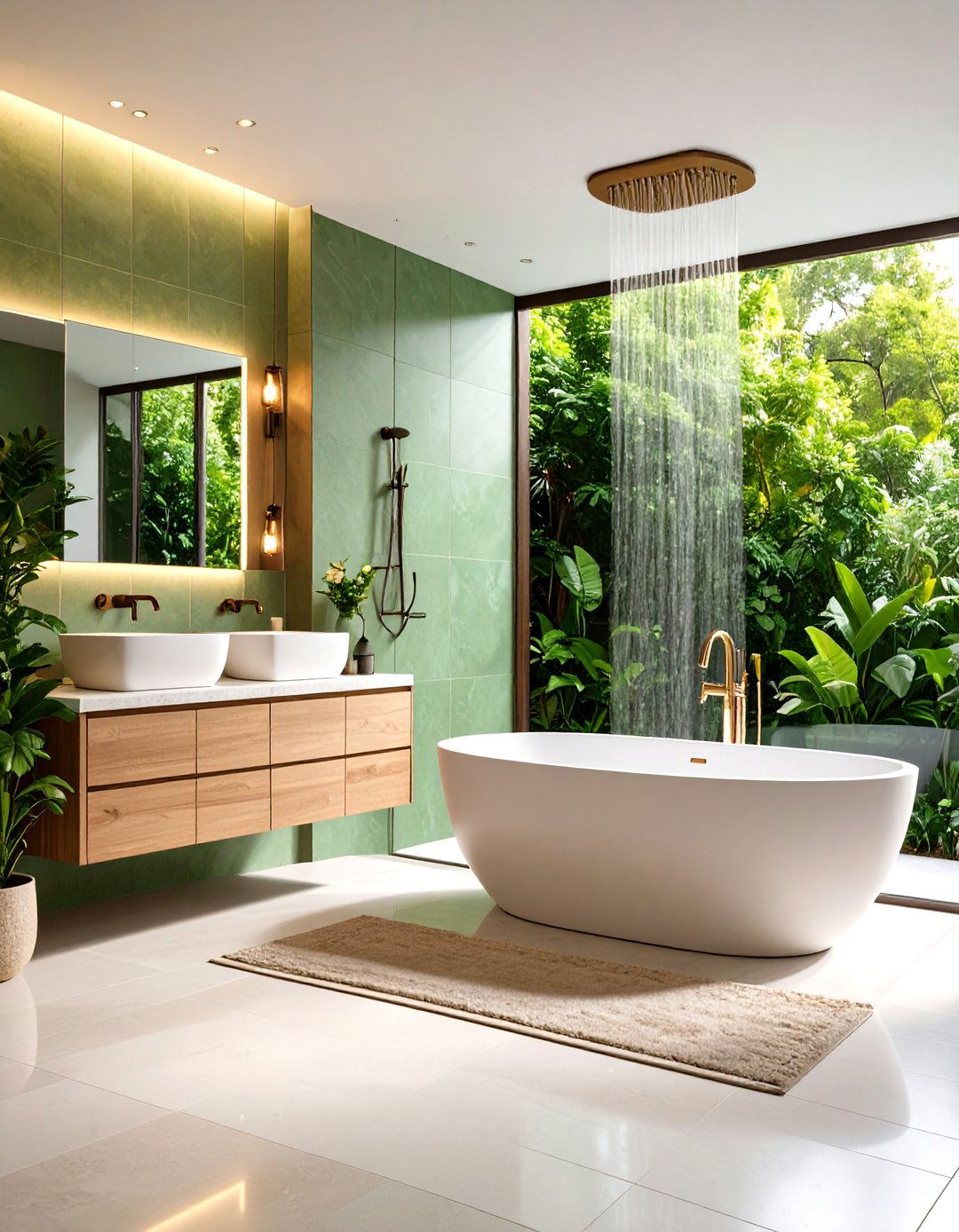 Sage Green and Cream Modern Spa Bathroom - 20 Sage Green and Cream Bathroom Ideas