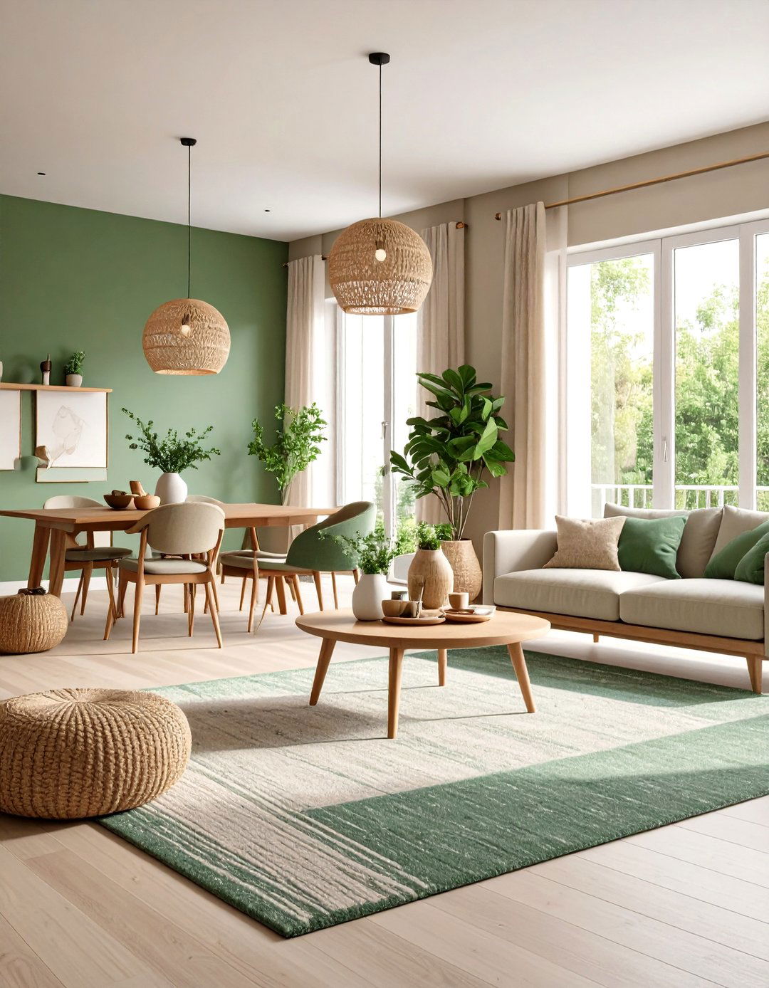 Sage Green and Cream Multipurpose Open Plan - 20 sage green and cream living room ideas