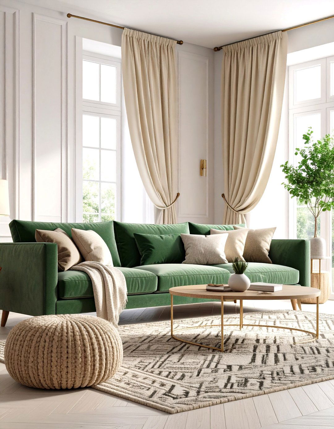 Sage Green and Cream Soft Geometric Patterns - 20 sage green and cream living room ideas